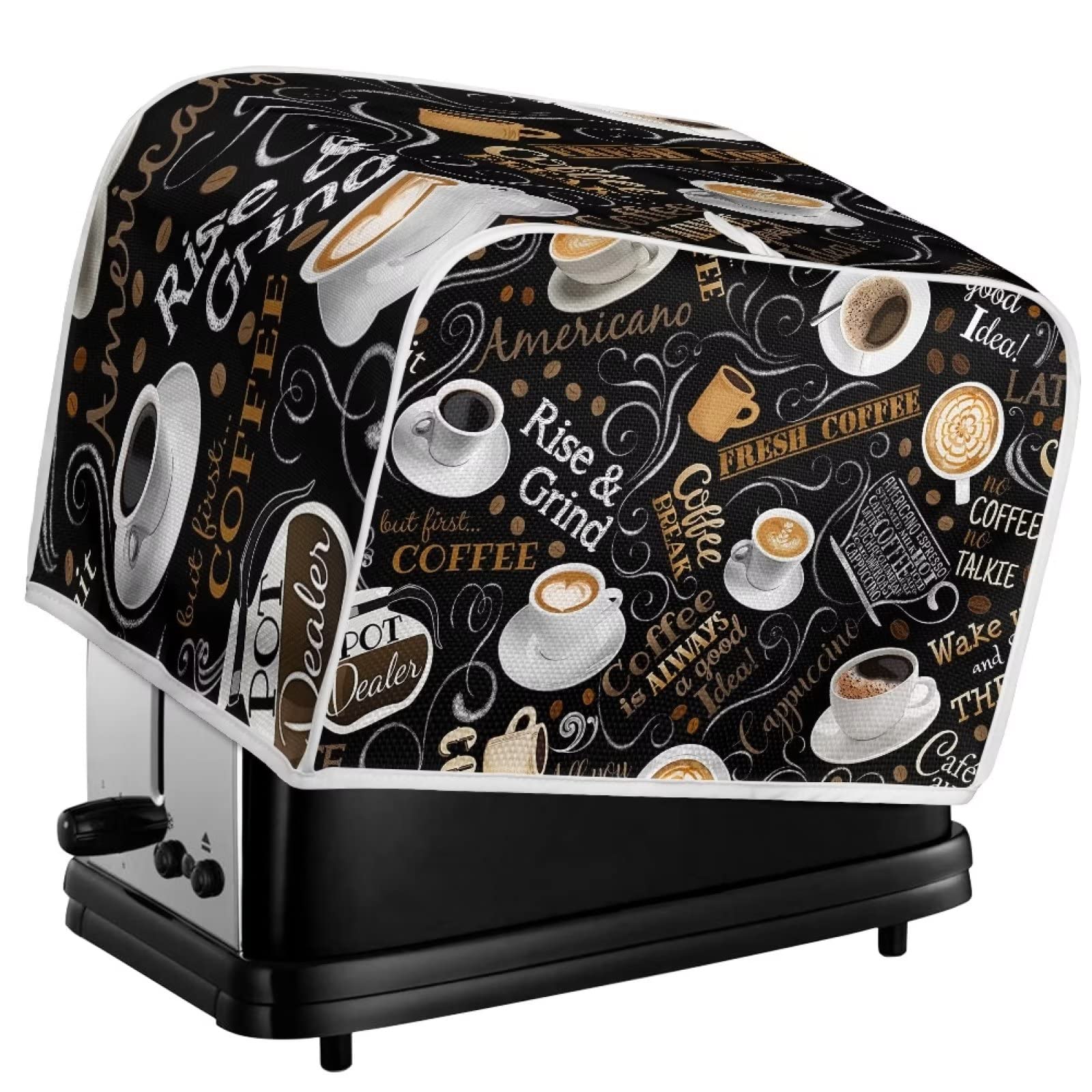 Uniceu Coffee Pattern Toaster Cover, Quilted Toaster Cover Fits For Most Standard 4 Slice Toasters Kitchen Small Appliance Cover