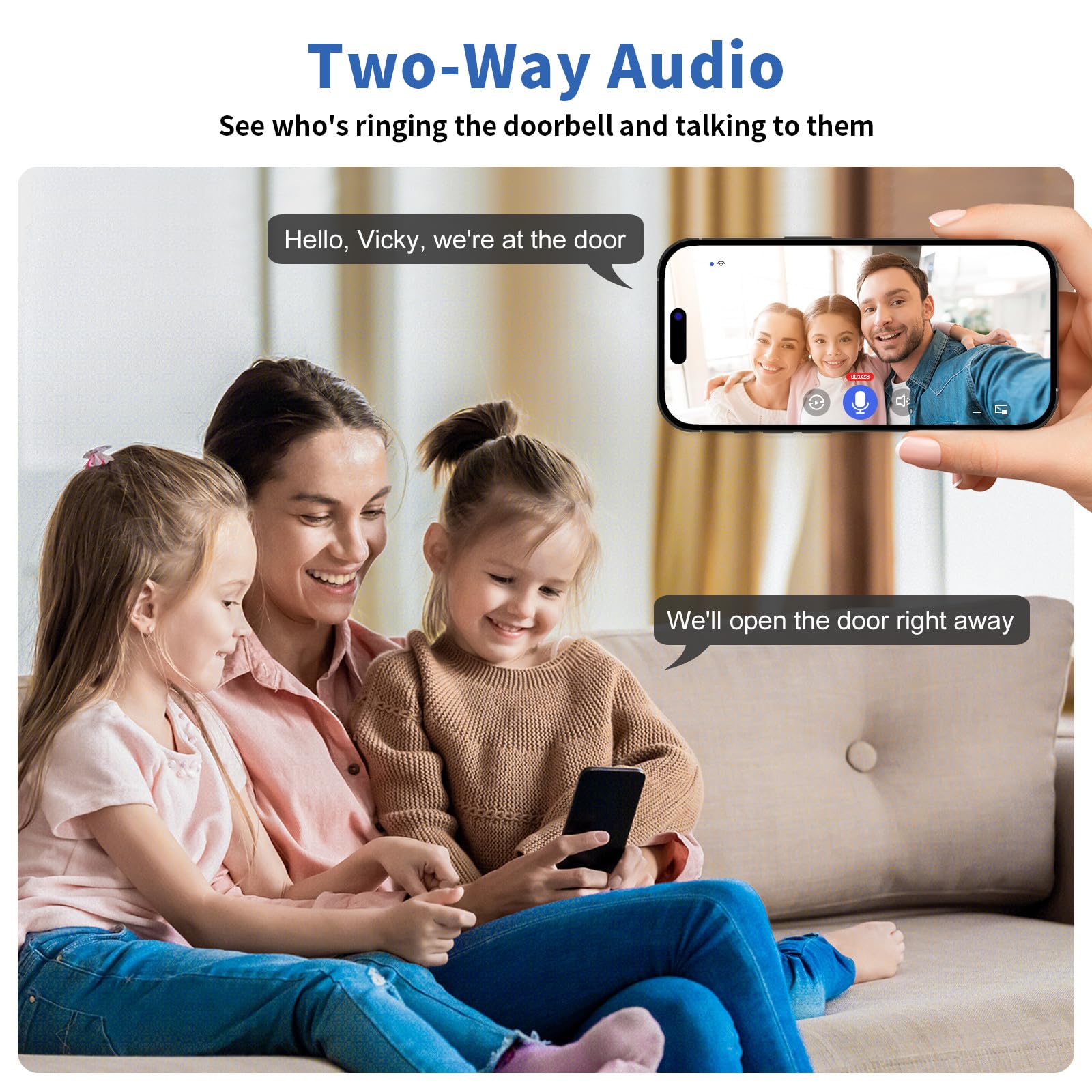 5Mp Doorbell Camera Wireless(128Gb Sd Card Included)   Smart Video Doorbell With Chime Pro,2.4Ghz Wifi 6,Ai Humanoid Alerts,Pir