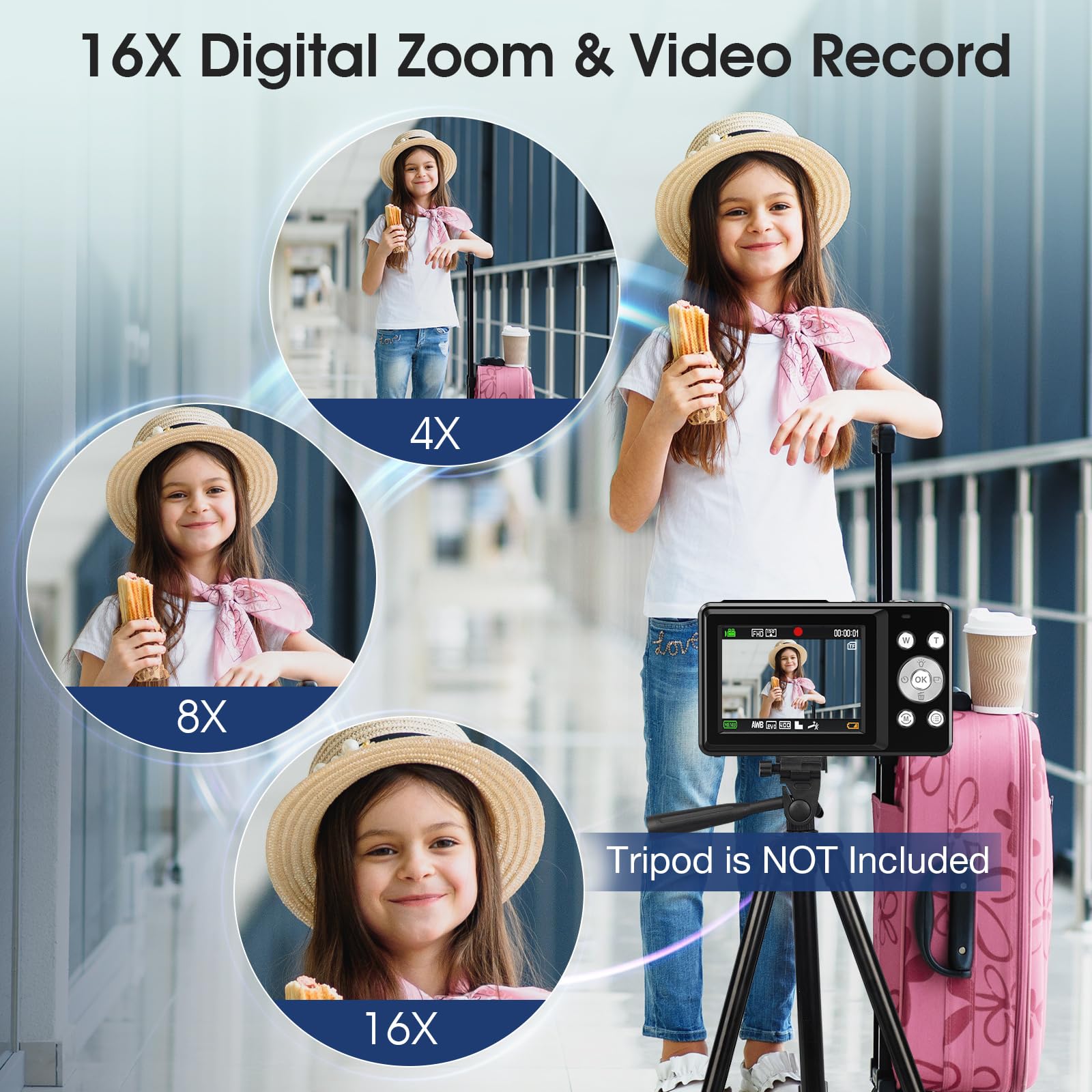 Digital Camera, Fhd 1080P Digital Camera For Kids With 32Gb Card, 16X Zoom, Flashlight, 44Mp Compact Point And Shoot Cameras Por