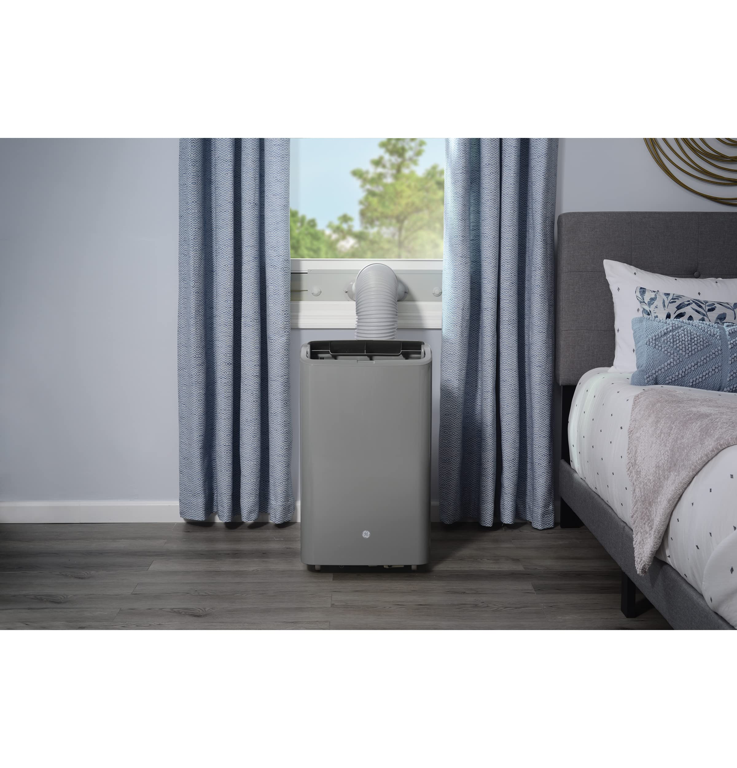 Ge 7,500 Btu Smart Portable Air Conditioner For Medium Rooms Up To 300 Sq Ft, Gray