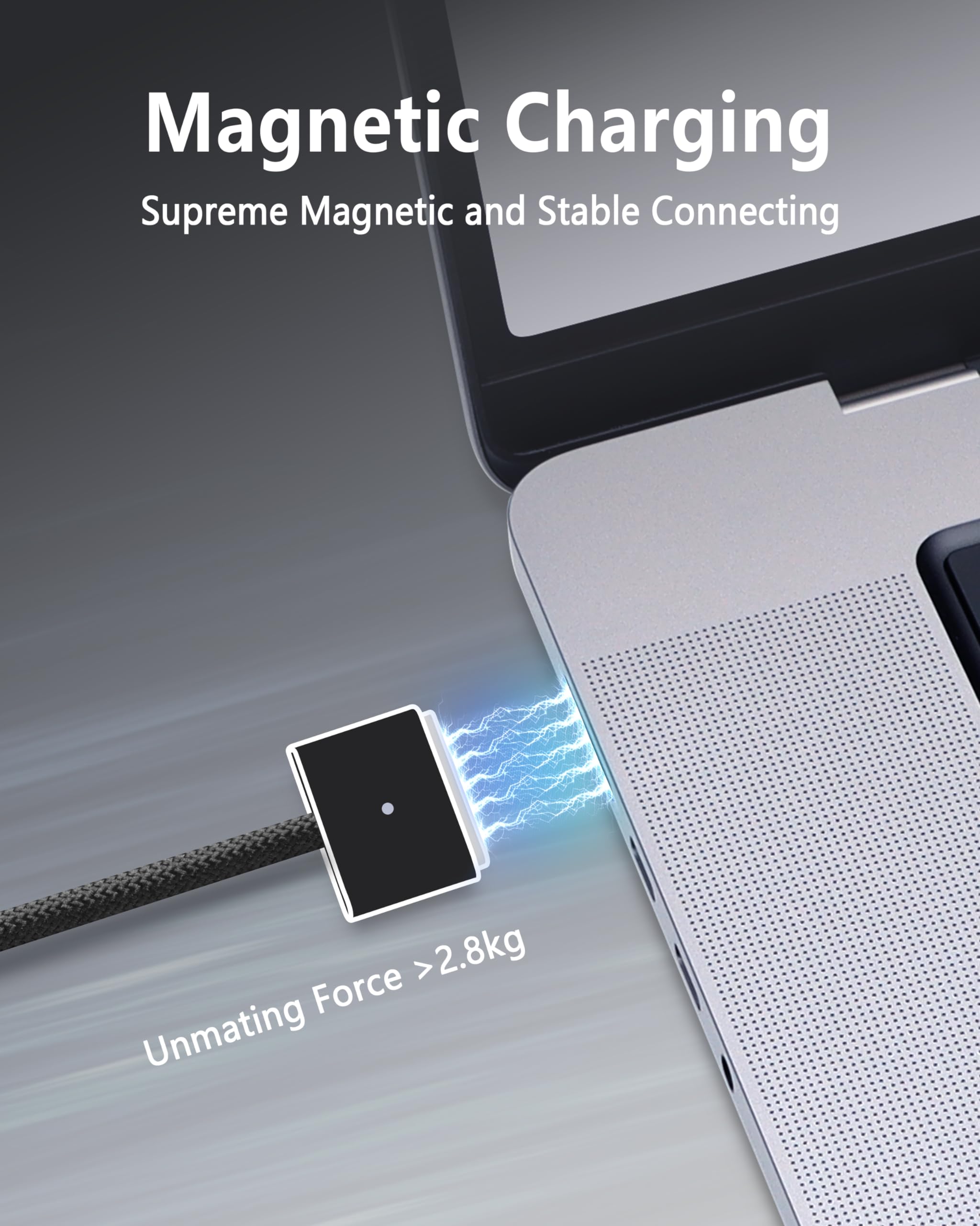 Derlulu Usb C To Magnetic 3 Fast Charging Cable (2 M/6.6 Ft), Usb C Cable Compatible With Macbook Air (15''/13'' M3 2024, 15'' M