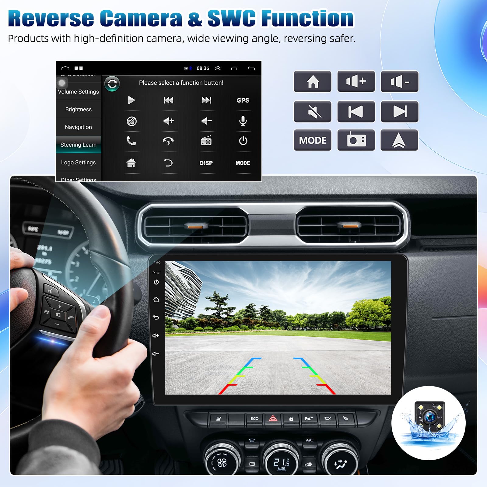 10.1Inch 2.5D Hd Double Din Car Stereo Radio Receiver, Android Touch Screen Mp5 Multimedia, Support Gps Navigation Bluetooth Fm