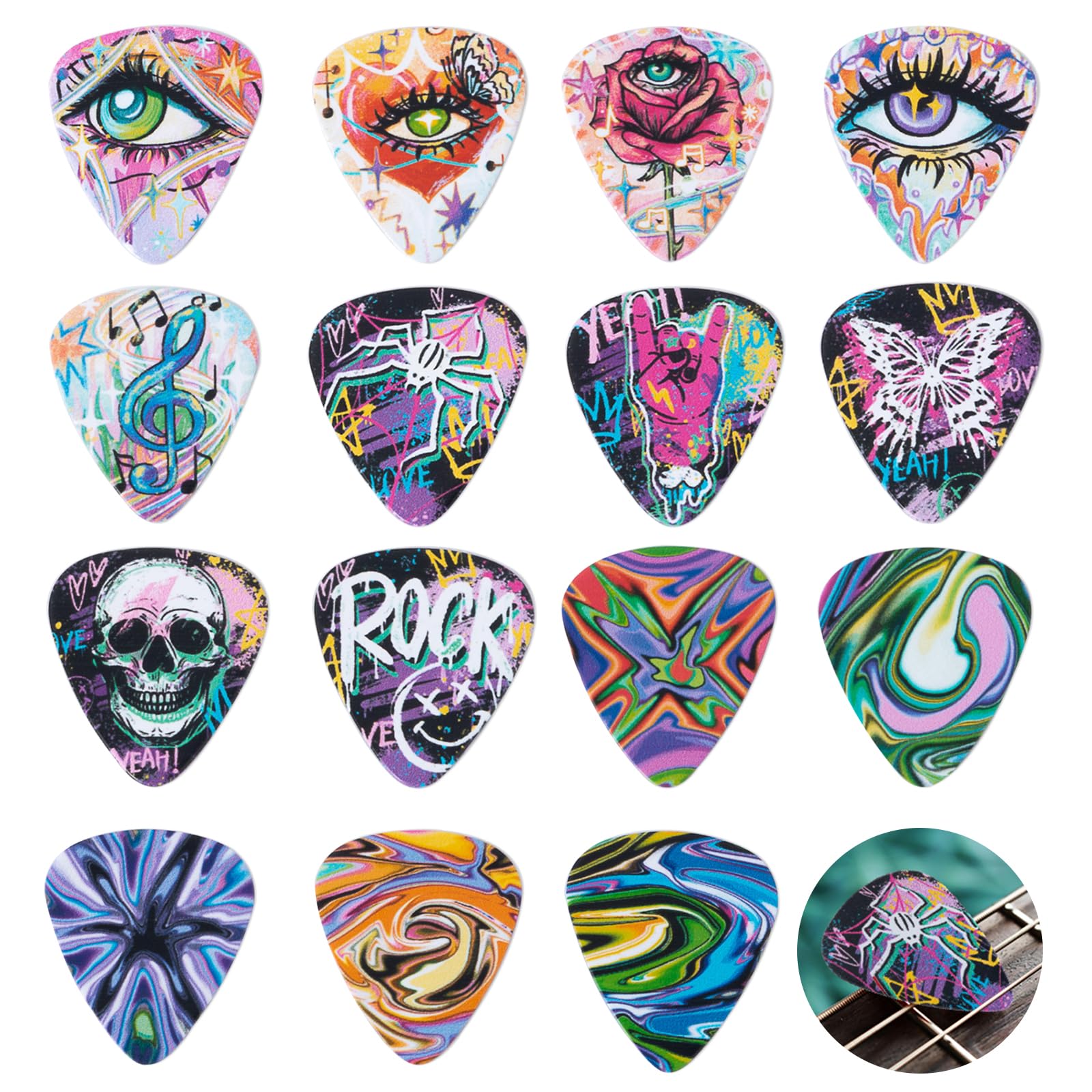 Cobahom 45pcs Guitar Picks Premium Celluloid Guitar Pick with Velvet Bag Thin Medium Heavy Thickness for Acoustic, Electric Guit