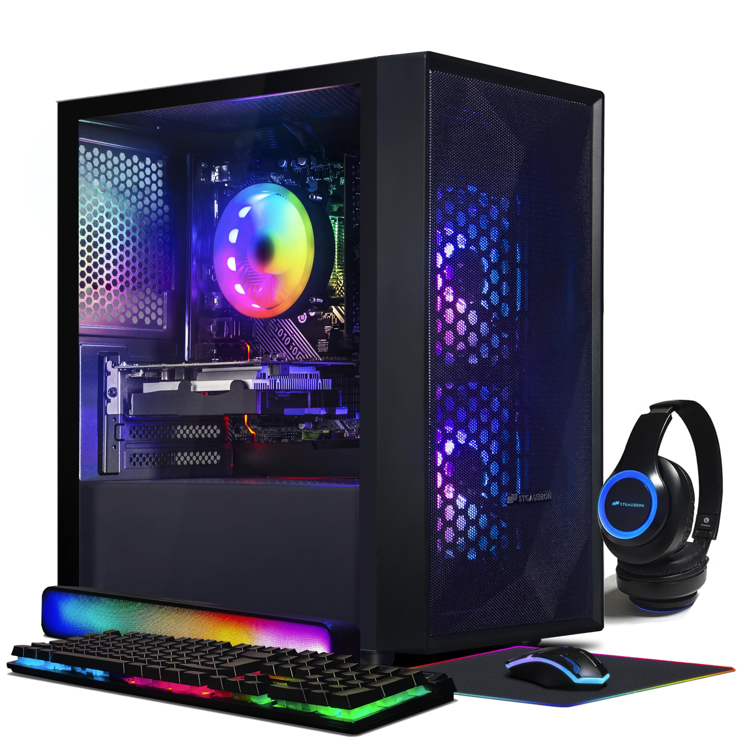 STGAubron Gaming PC,GeForce GTX 1660 Super 6G GDDR6,Intel Core i3-10100F up to 4.3G,16G DDR4,1T SSD,600M WiFi,BT 5.0,RGB Fan x 3