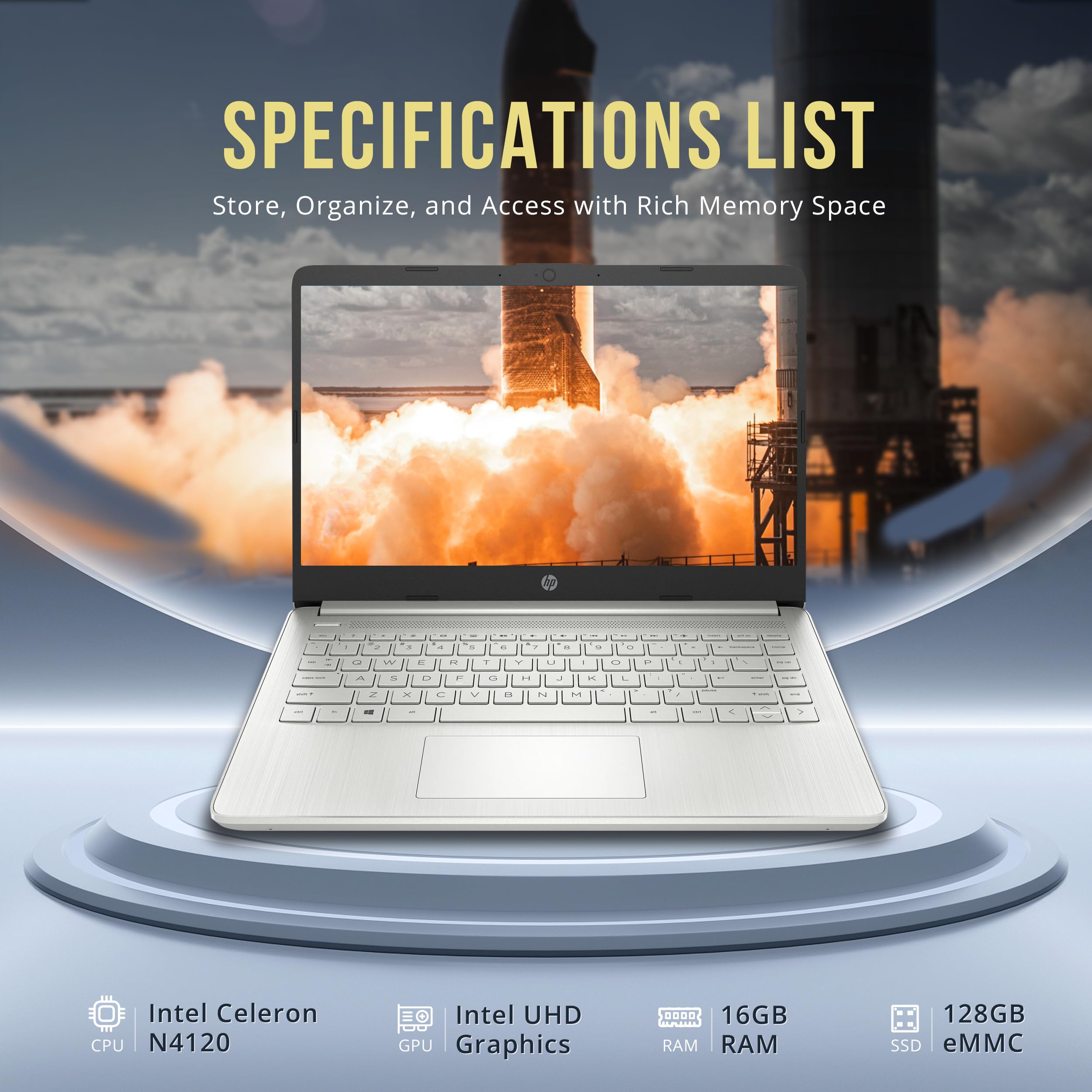 Hp Stream 14'' Hd Brightview Laptop, Intel Celeron N4120, 16Gb Ram, 256Gb Storage (128Gb Emmc + 128Gb Usb Card), Intel Uhd Graph