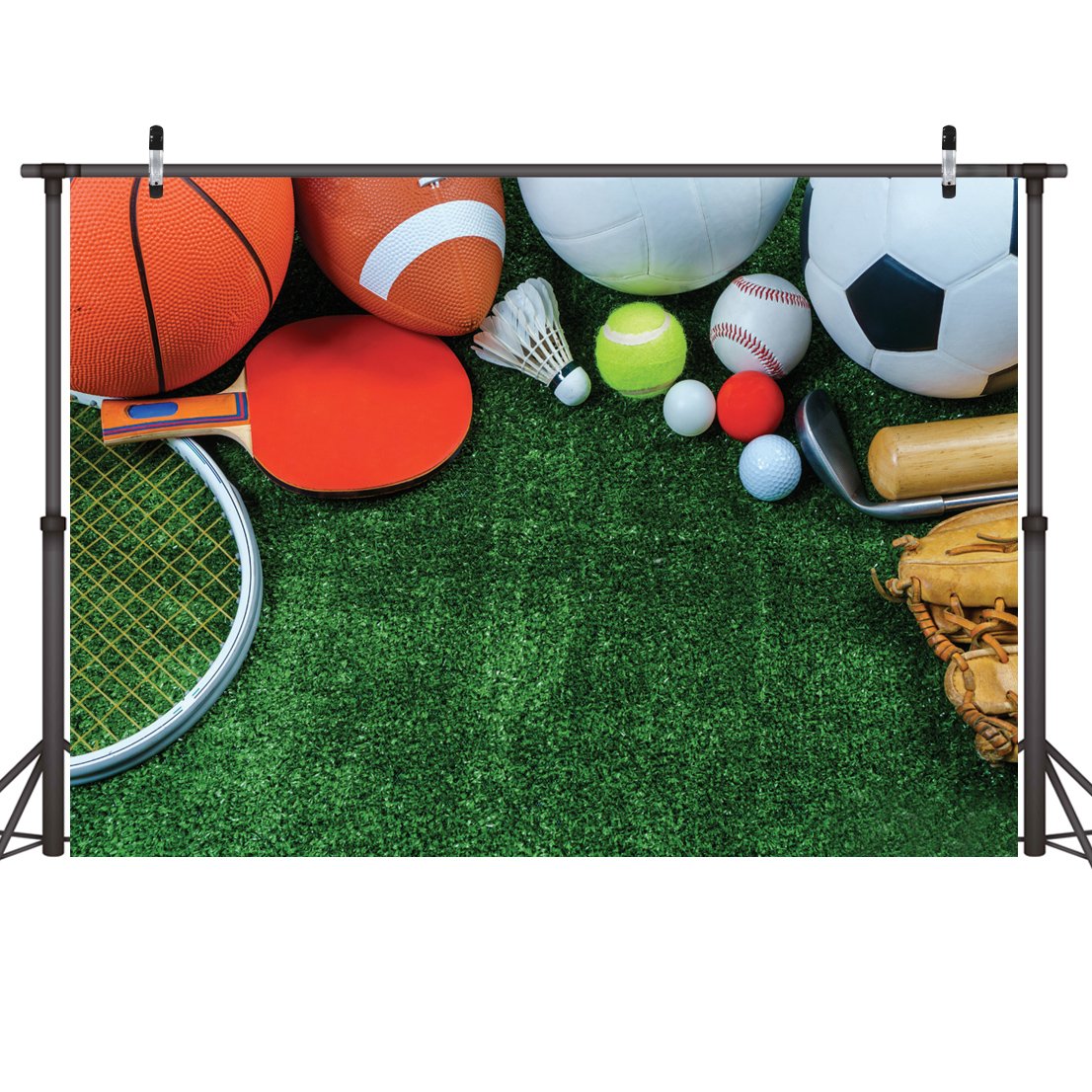 Lywygg 7X5Ft School Playground Photography Backdrops Sports Goods Grassland Backdrop For Studio Prop Photo Background Photograph
