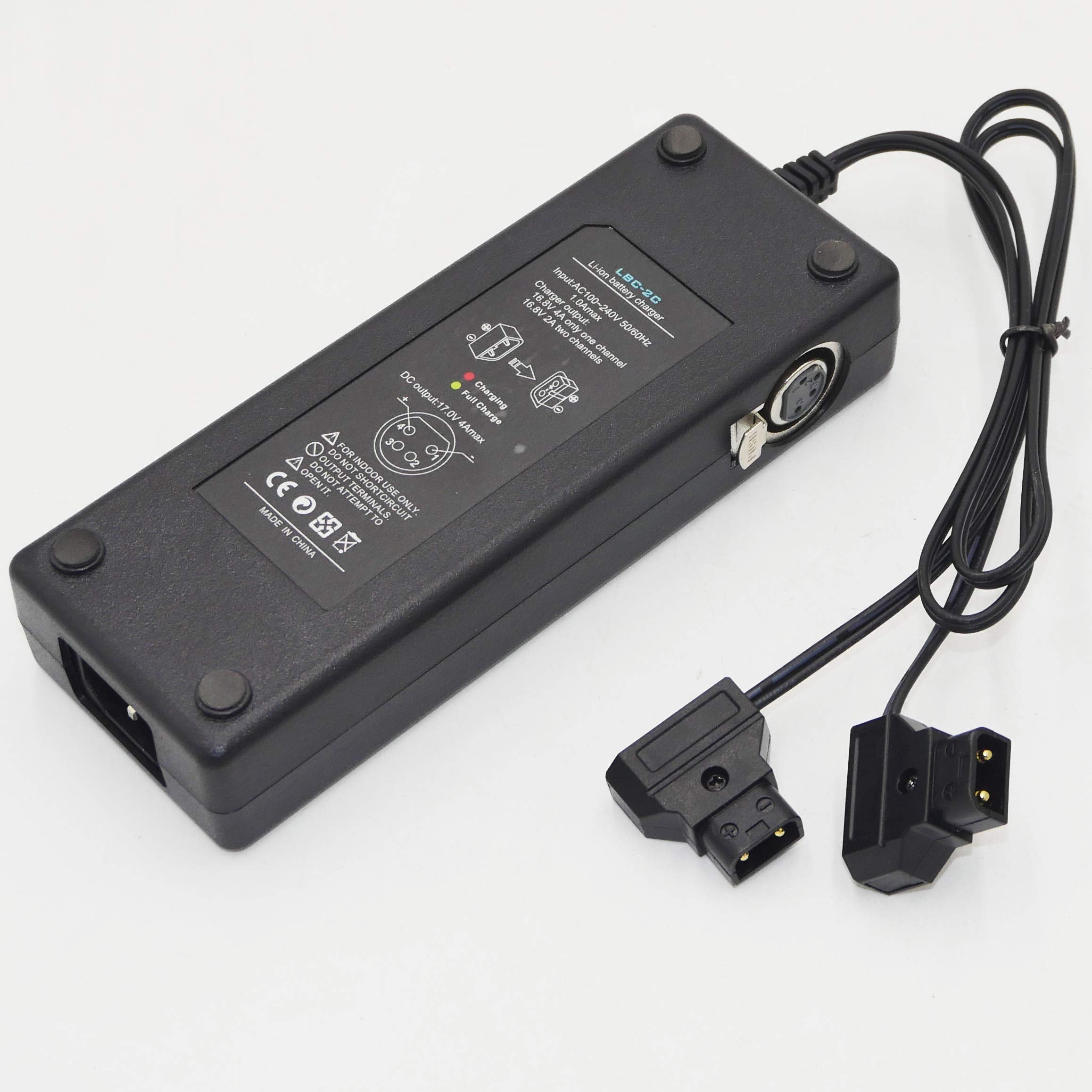 Reytric Dual D Tap (P Tap) Travel Charger Compatible Sony V Mount/V Lock And Anton Bauer Gold Mount Batteries With 2 Prong Power