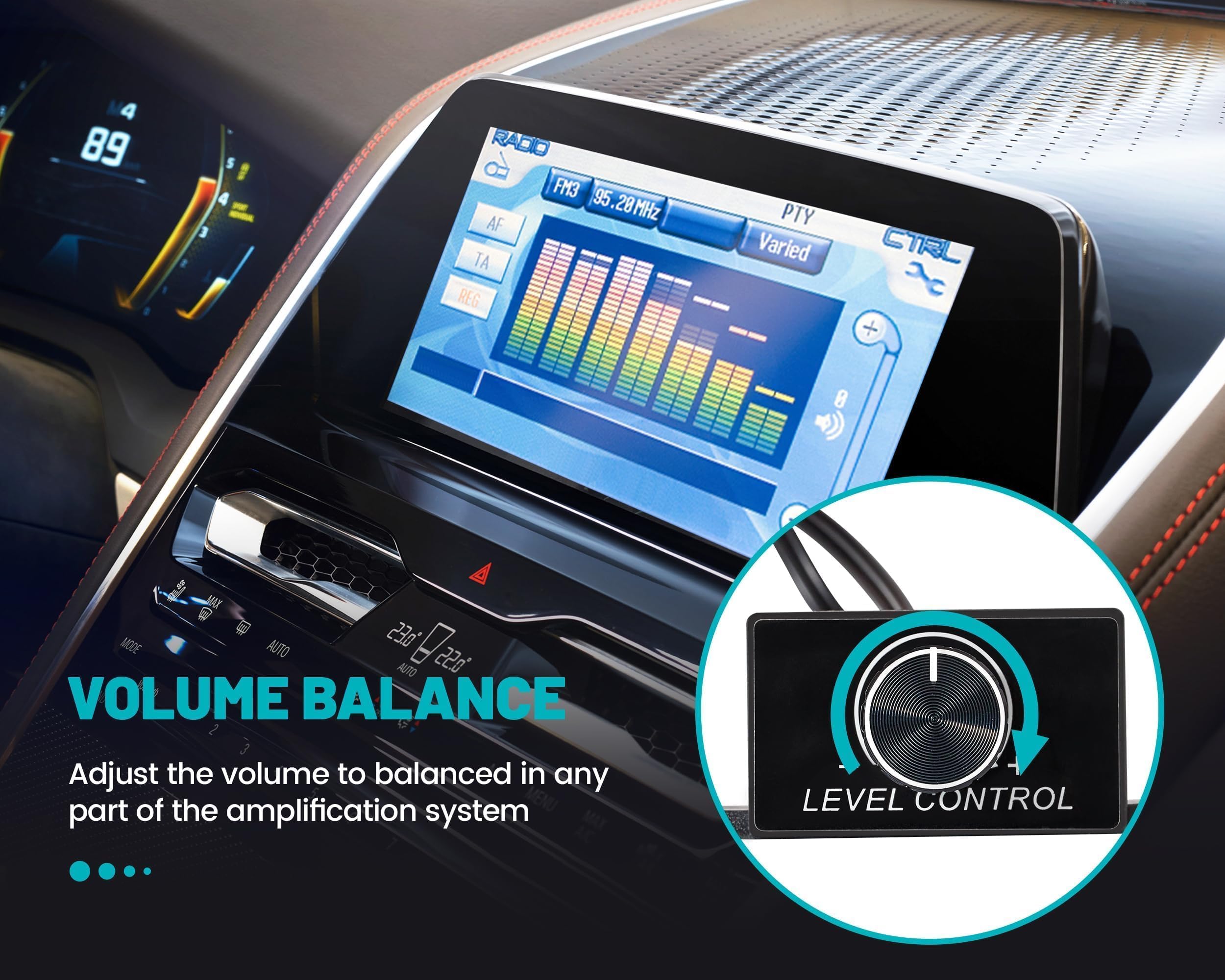 Nuith Universal Car Amplifier Rca Level Controller, Car Audio Bass Control Knob, Sub Amp Volume Control Cable For Car, Motorcycl