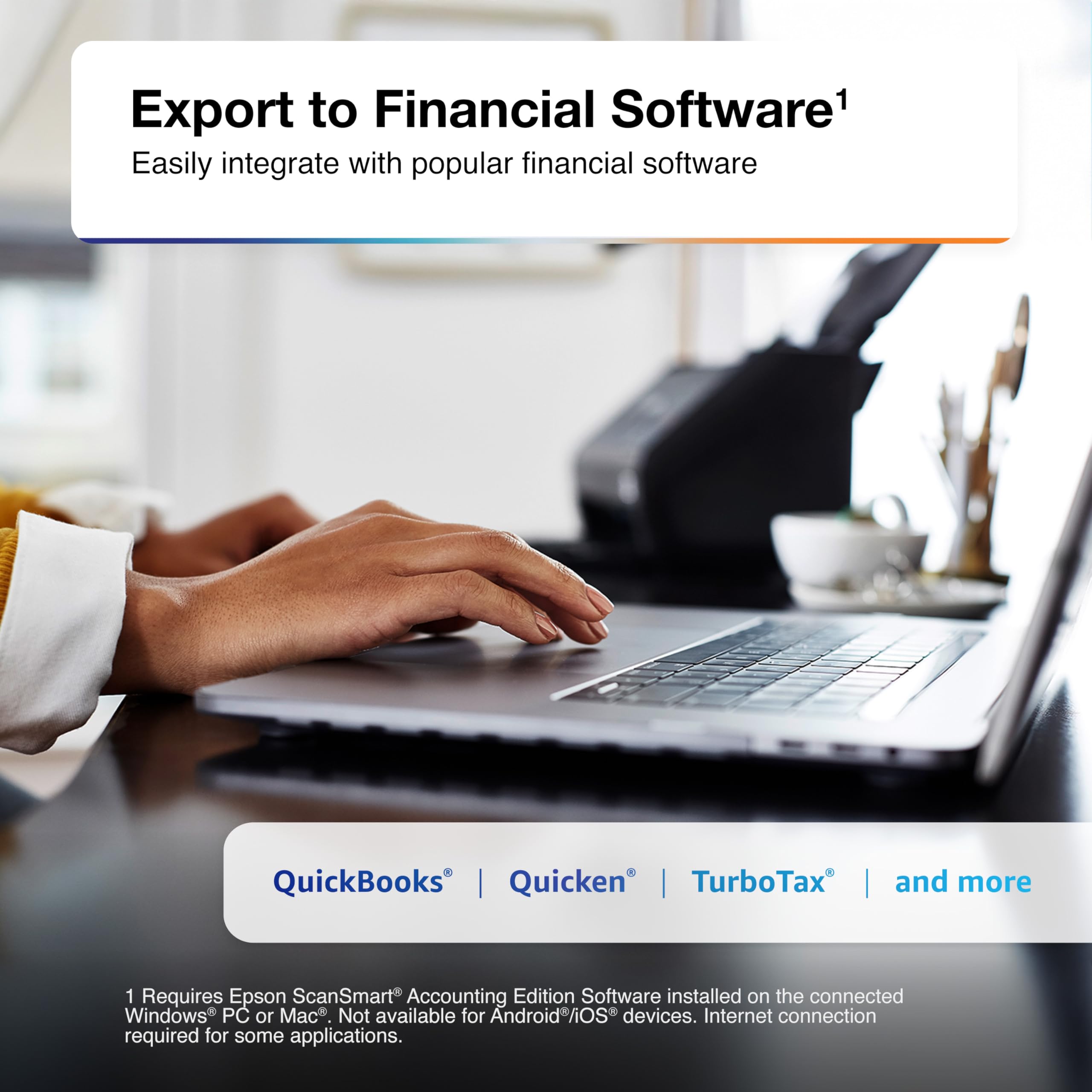 Epson Rapidreceipt Rr 600W Wireless Desktop Color 2 Sided Receipt & Document Scanner With Scansmart Ai Pro Receipt Management &