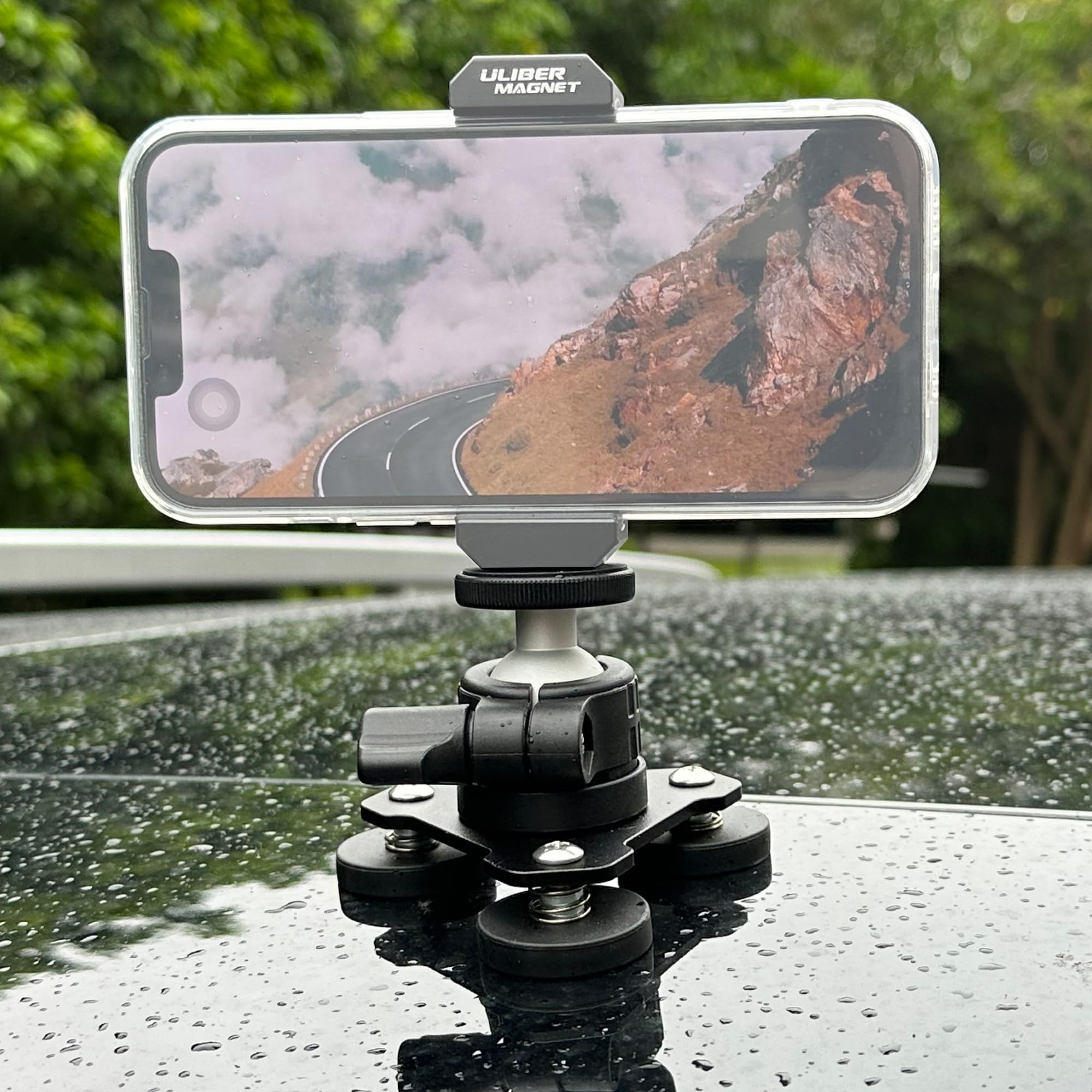 Ulibermagnet Magnetic Camera Mount, 80Lb Heavy Duty Metal Car Magnetic Camera Holder With Mini Ball Head,Strong Rubber Coated Ma