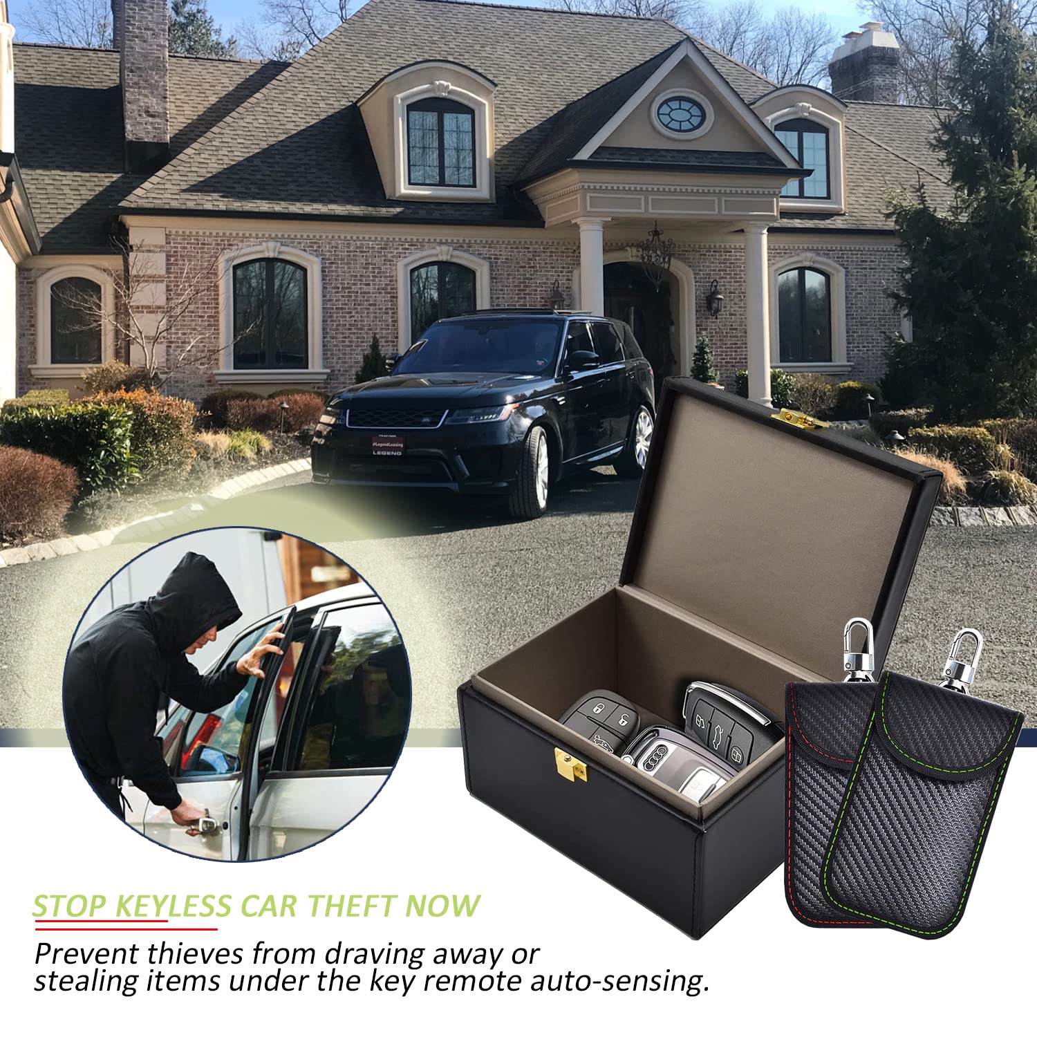 Todoxi Faraday Box & 2 Pack Key Fob Bags - Signal Blocker Pouch for 5-8 Keys, RFID Protection for Car Keys