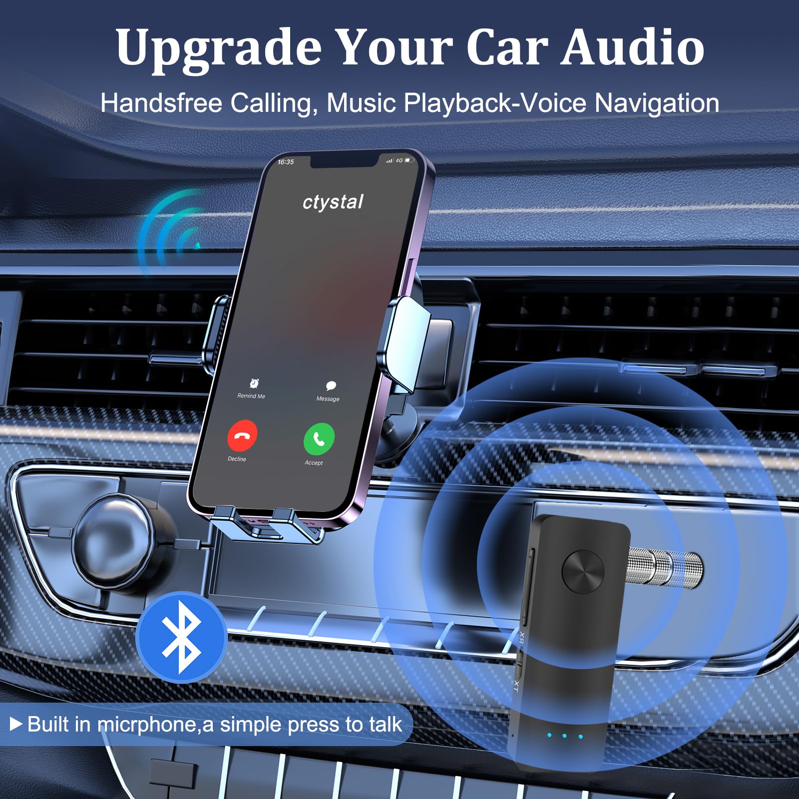 Bluetooth 5.3 Transmitter Receiver For Tv To Bt Headphone, Low Latency, Hifi 3.5Mm Aux Bluetooth Car Adapter, Mini Poratble Wire