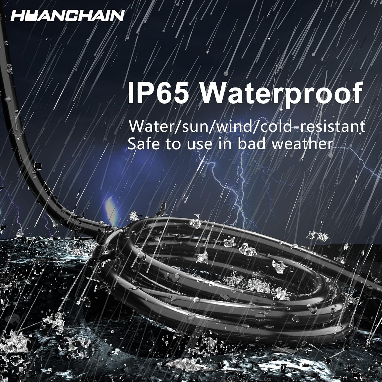 Huanchain Indoor Outdoor Black Extension Cord 6 Ft Waterproof, 16/3 Gauge Flexible Cold Resistant Appliance Extension Cord Outsi