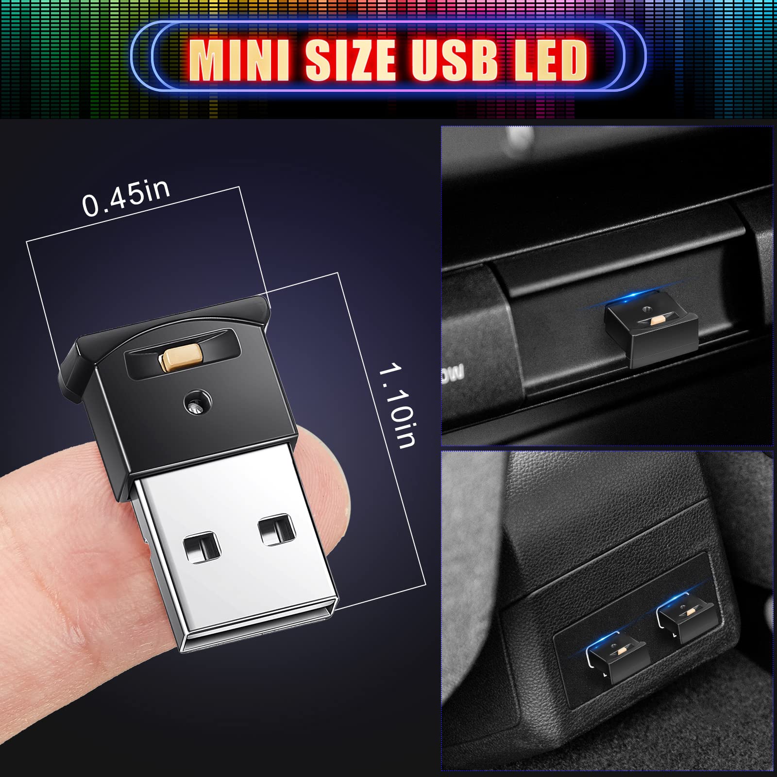 Mini Usb Led Light, Rgb Car Led Interior Lighting Dc 5V Smart Usb Led Atmosphere Light, Laptop Keyboard Light Home Office Decora