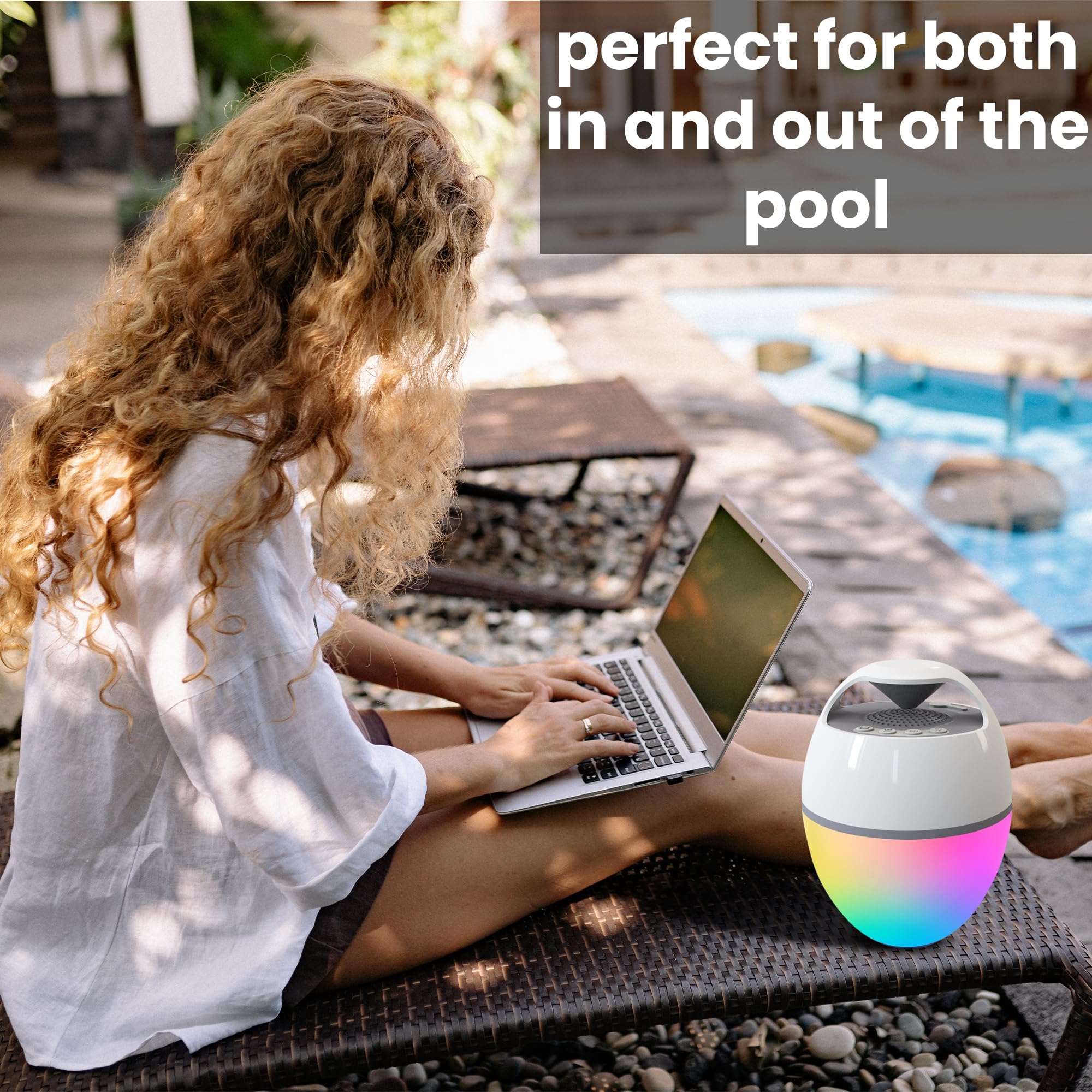 Technical Pro Portable Rechargeable Bluetooth Speaker With Lights, Hot Tub Speaker Ip68 Waterproof - 360 Surround Stereo Sound,