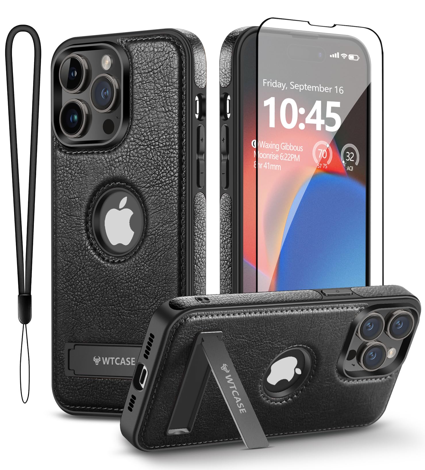 Wtcase Magnetic For Iphone 15 Pro Max Leather Case,Built In Invisible Stand [Compatible With Magsafe] Protective Slim Kickstand