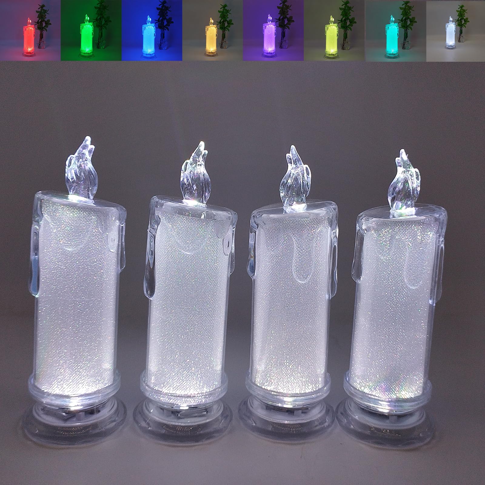 klexcol LED Flameless Candles Set of 2, Rechargeable Operation, Candle Flickering, Electric Decorative Column and Remote Control