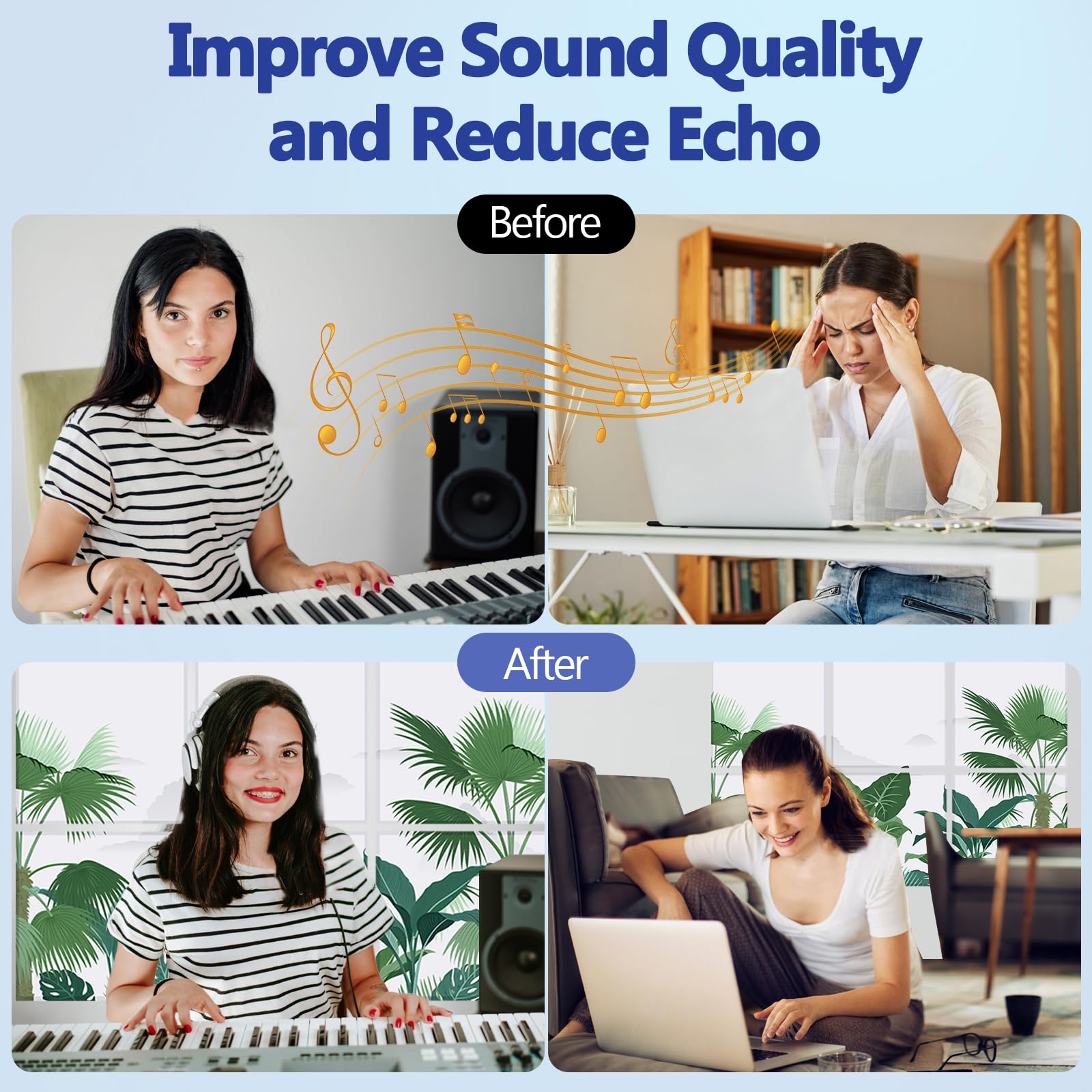 Bubos 6 Pack Art Acoustic Panels,Self Adhesive Sound Proof Foam Panels Soundproof Wall Panels,72X48Inches Acoustic Wall Panels,D