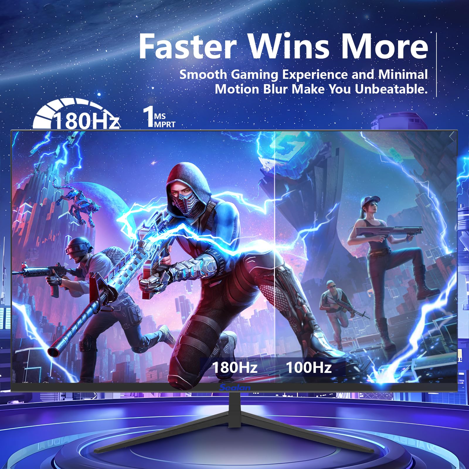 Sealan 27 Inch Gaming Monitor 180Hz Fhd 1080P Pc Monitors 1Ms Gtg Vertical With Freesync Eye-Care Technology Hdmi, Displayport ,