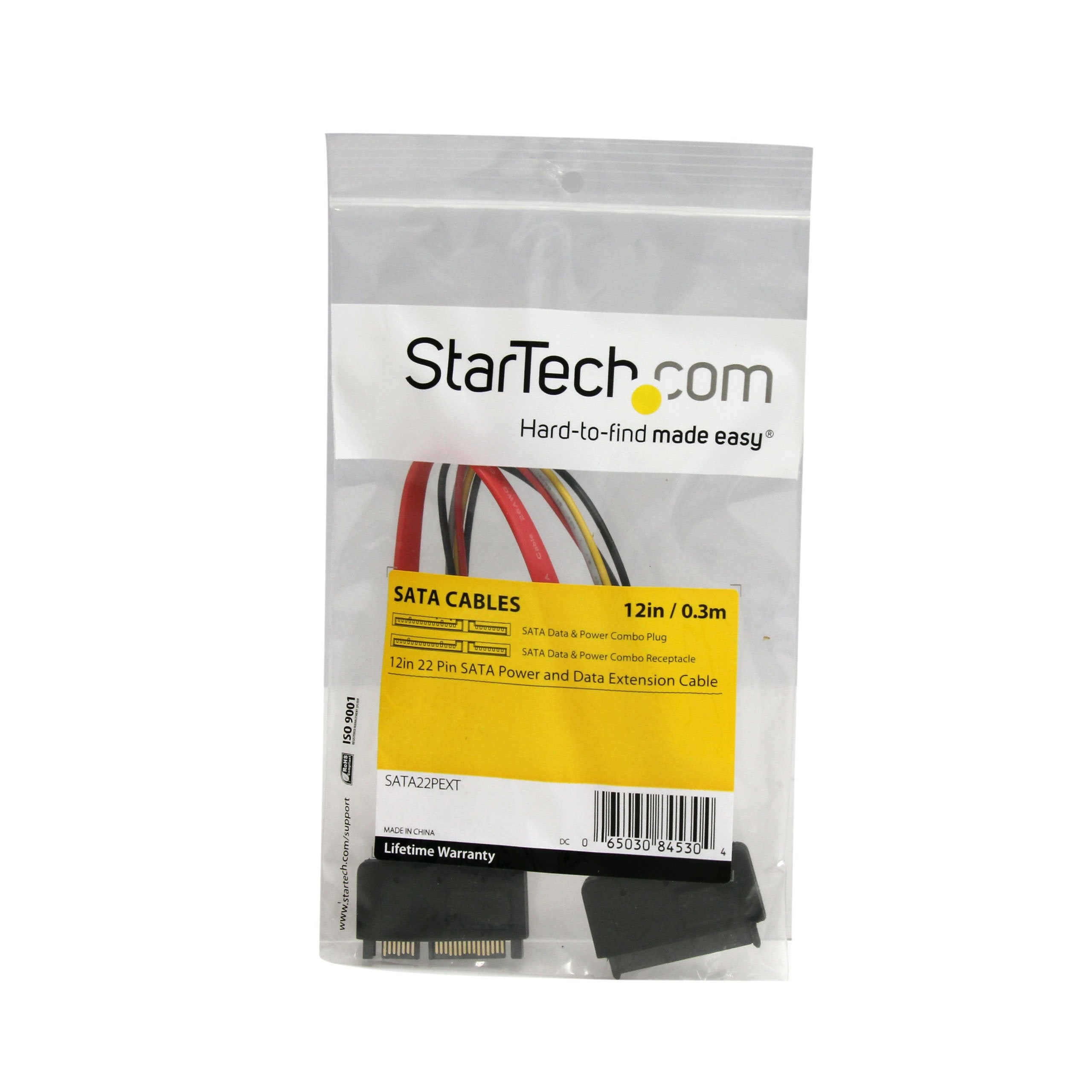 Startech.Com 12In 22 Pin Sata Power And Data Extension Cable   1Ft Sata Data Power Extension   12 Inch Sata Extension (Sata22Pex