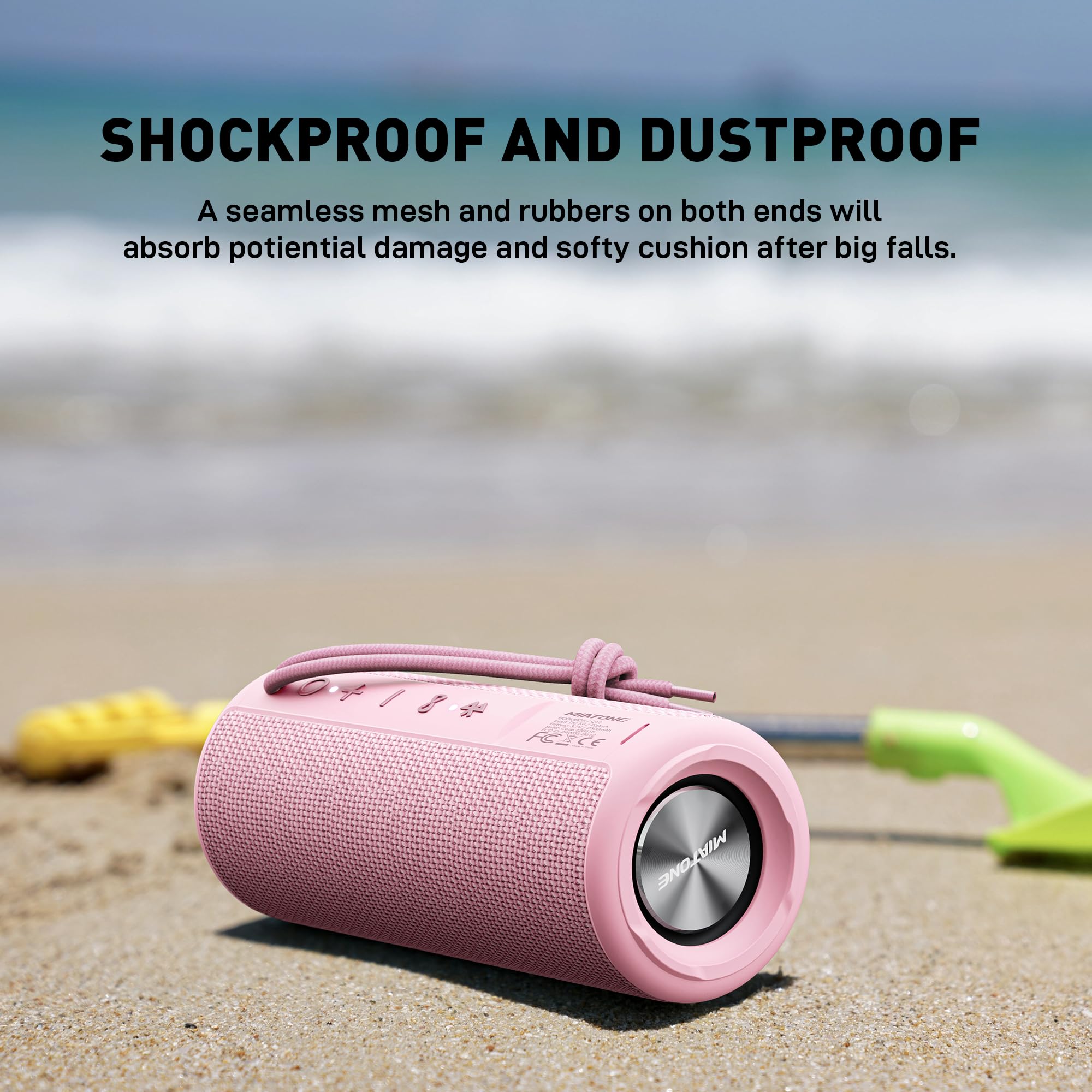 Miatone Outdoor Portable Bluetooth Speakers Wireless Speaker Waterproof   Pink