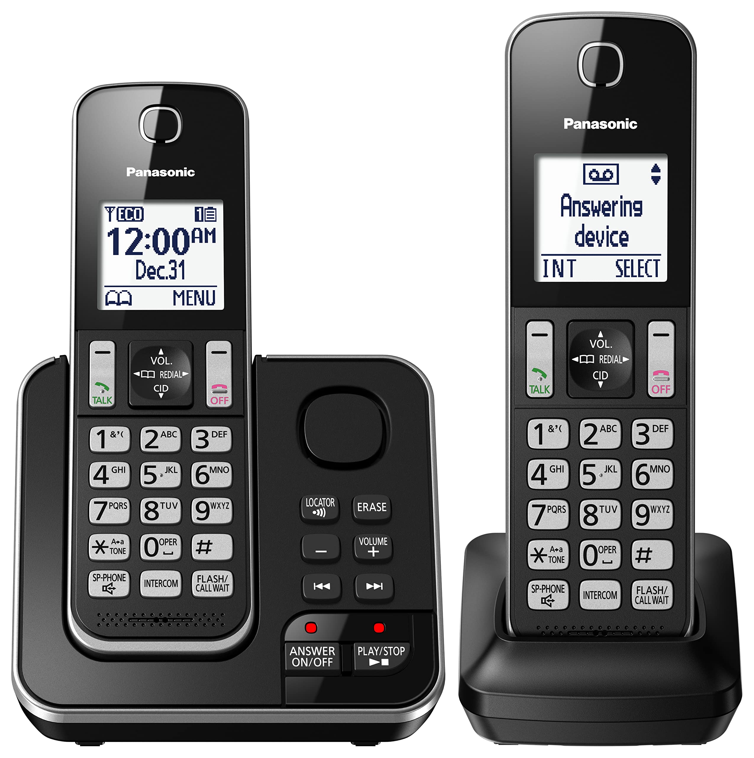 Panasonic Kxtgd392B Dect 6.0 Expandable Digital Cordless Answering System 2 Handset, 2.4
