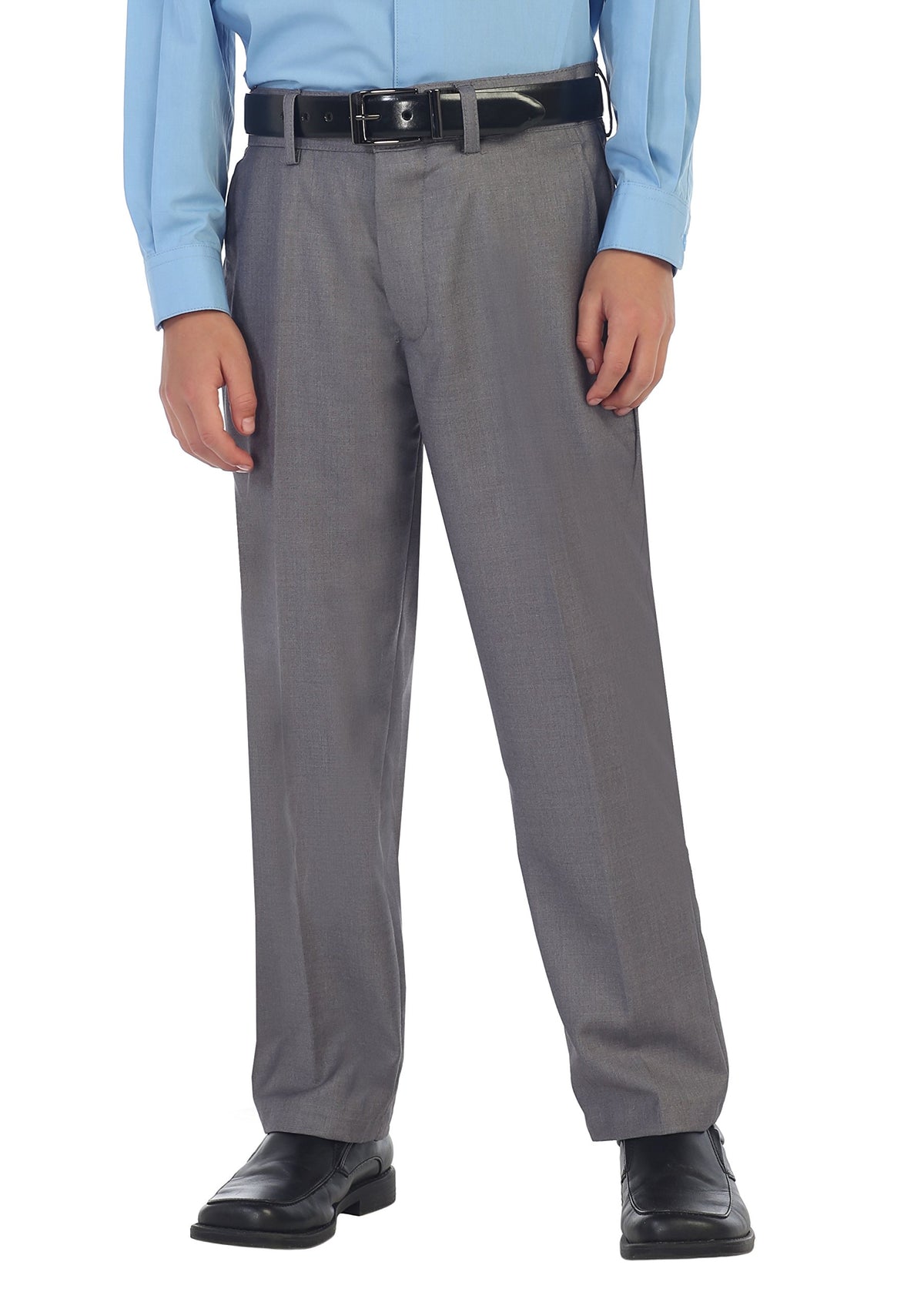 Gioberti Boys Flat Front Dress Pants, Gray, 8