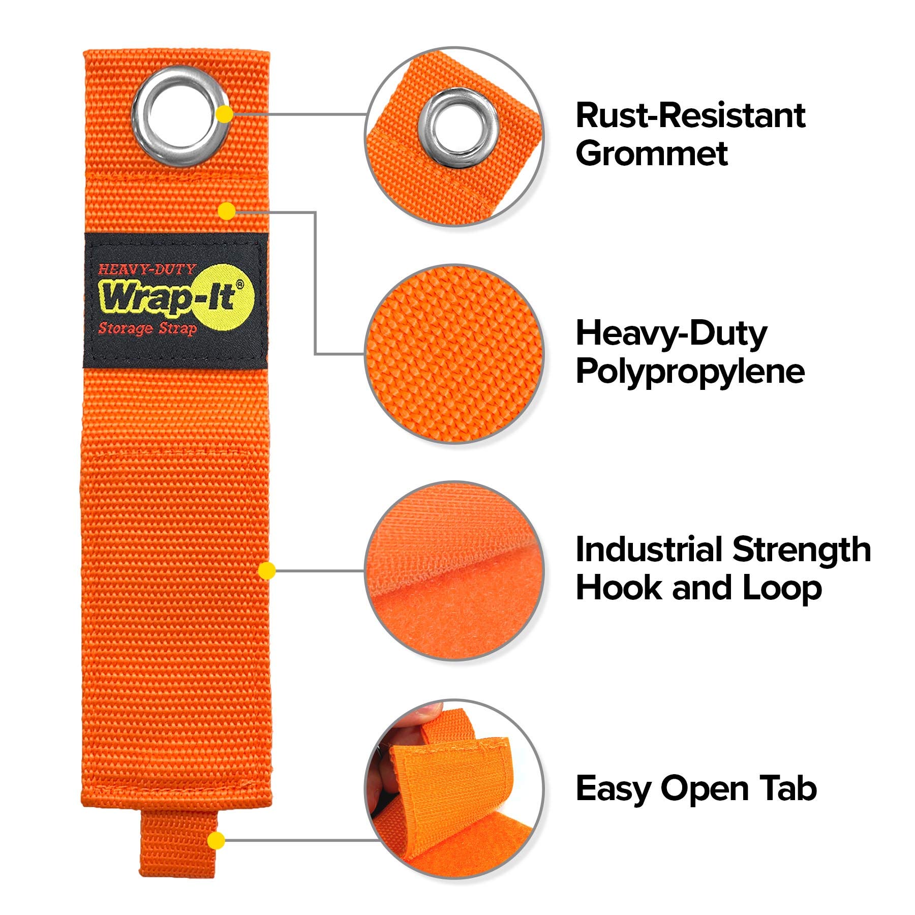 Heavy Duty Wrap It Storage Straps   7 Inch (6 Pack) Blaze Orange   Garage Organizer And Appliance Cord Holder For Home Storage E