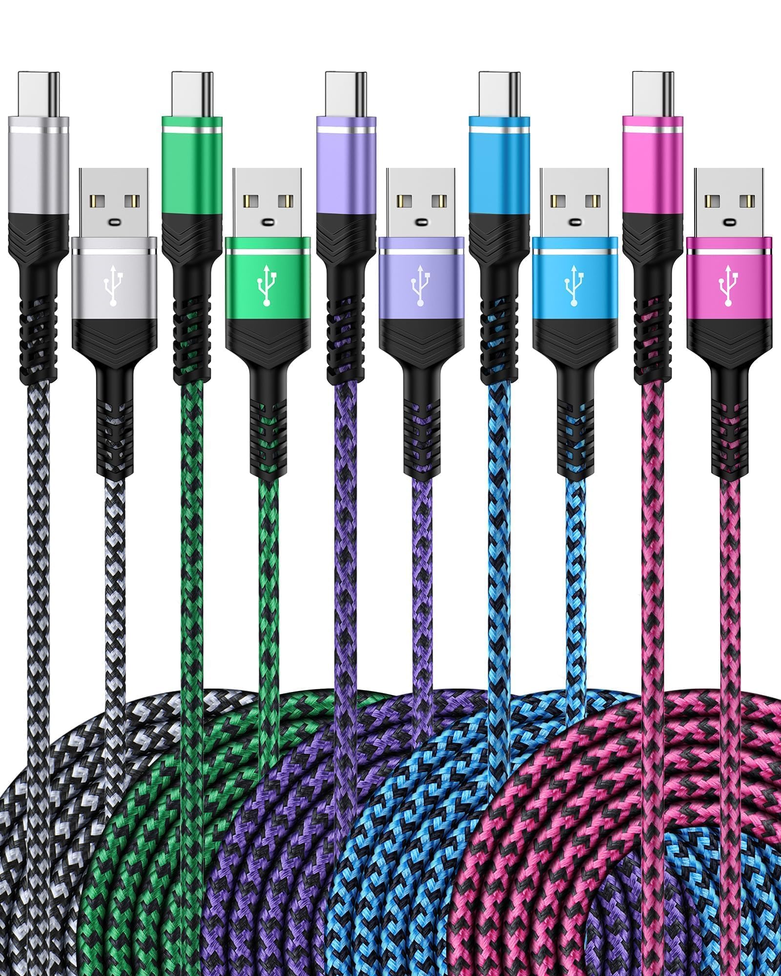 [6FT 5-Pack]USB A to USB C Cable, 60W USB Type C Fast Charging Cord, USB C Cable Compatible with iPhone 17e/17Pro/16e/16Pro/Air,