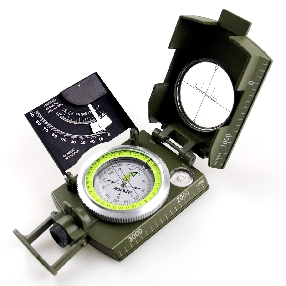 Aofar Military Compass Af-4074 Camo For Hiking,Lensatic Sighting Waterproof,Durable,Inclinometer For Camping,Boy Scount,Geology 