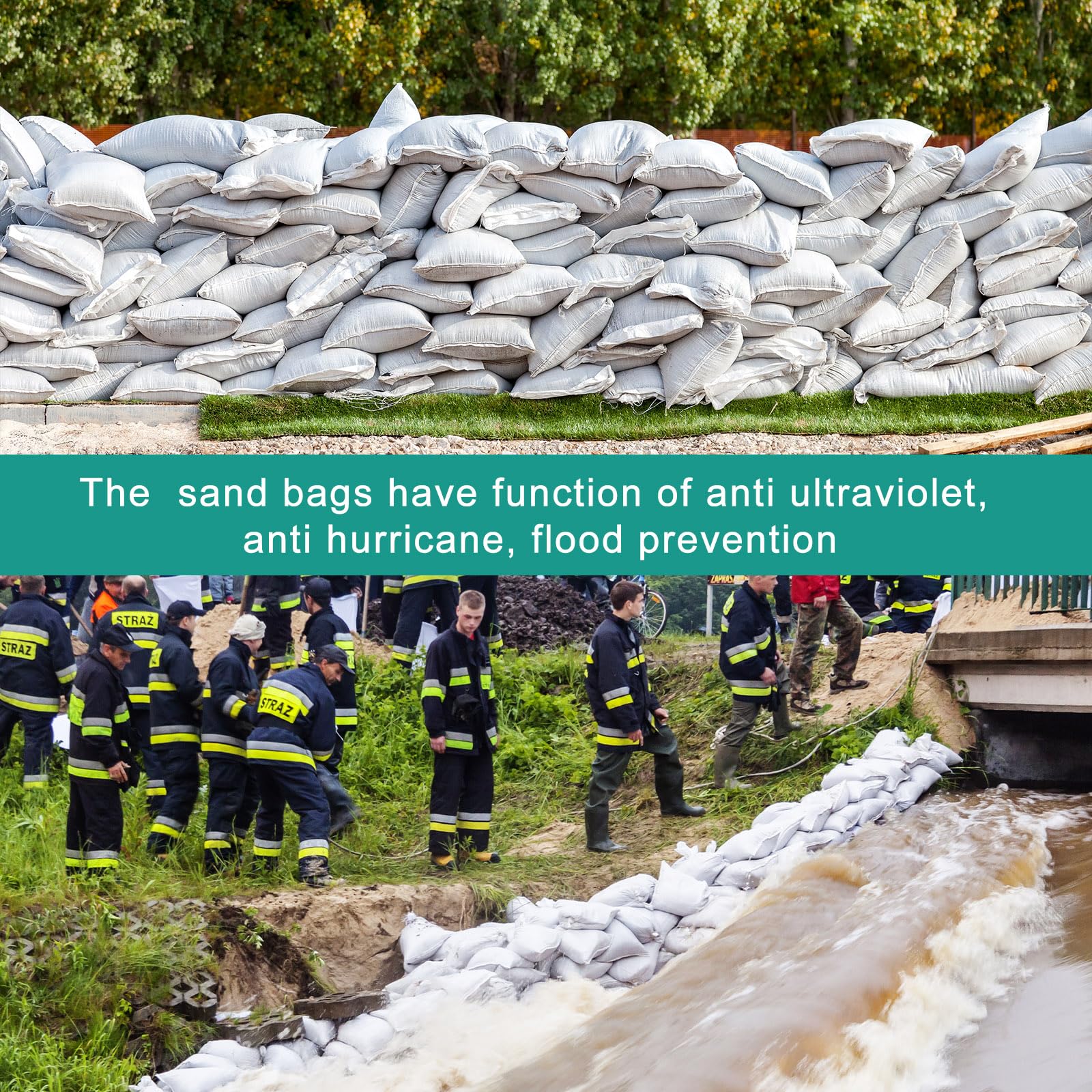 Windyun 200 Pcs White Empty Sandbags With Ties 18 X 30 Inch White Woven Polypropylene Sandbags Bulk, Heavy Duty Sandbags Flood W