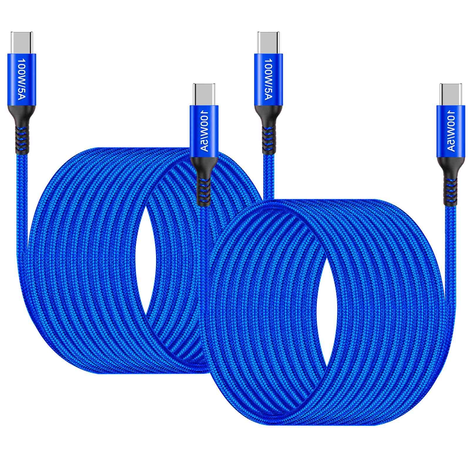 Awnuwuy Usb Type C To C 100W Cable 15Ft 2 Pack,Fast Charging, Long Usb C To Usb C Power Charger Cord For Iphone 15/15 Pro/15 Plu