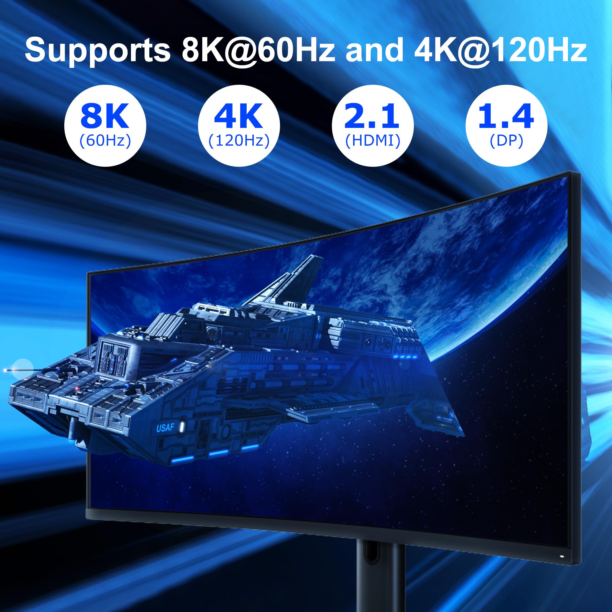 Kvm Switch 3 Monitors 2 Computers 8K@60Hz 4K@144Hz Hdmi And 2 Displayport Triple Monitor Kvm Switch For 2 Computer Share 3 Monit