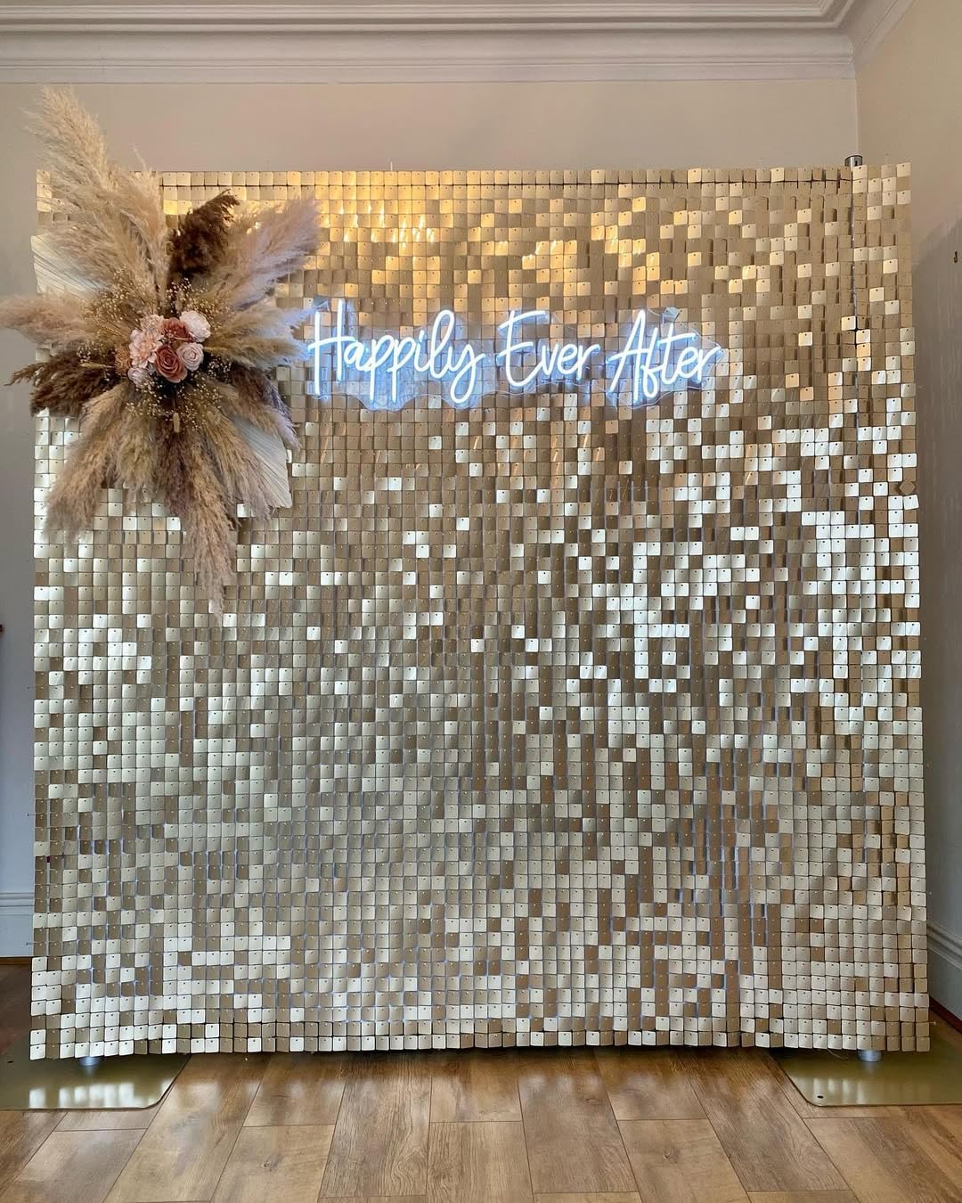 Glitter Sequin Backdrop Light Gold Shimmer Wall 6Ftx4Ft Disco Backdrop For Party Wedding Anniversary Birthday Bachelorette Party