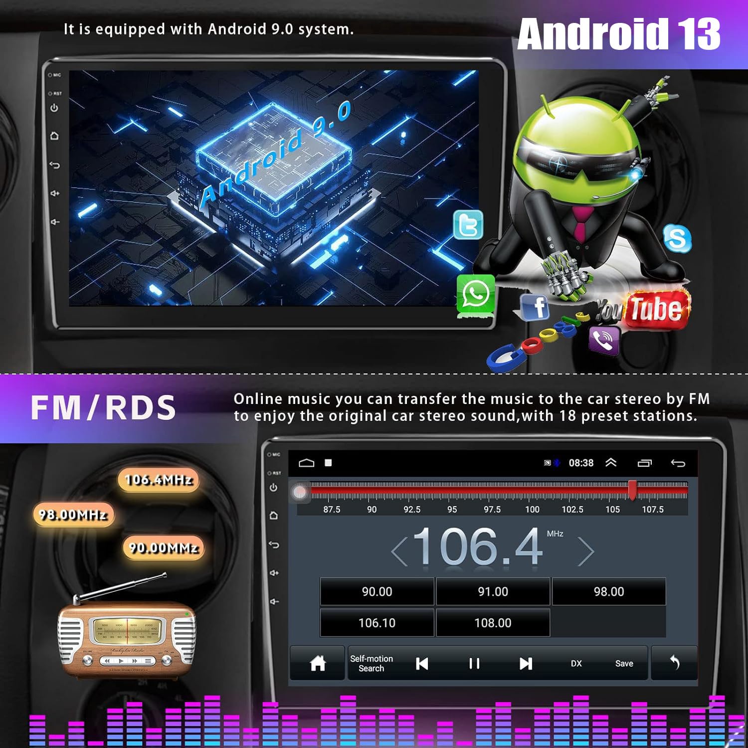 Camecho For Ford F150 F 150 2009 2012 Radio,Android 10 Car Stereo Gps Navigation Dsp Bluetooth Usb Swc Mirror Link Multimedia Head Unit 1G Ram 16G Rom + Backup Camera