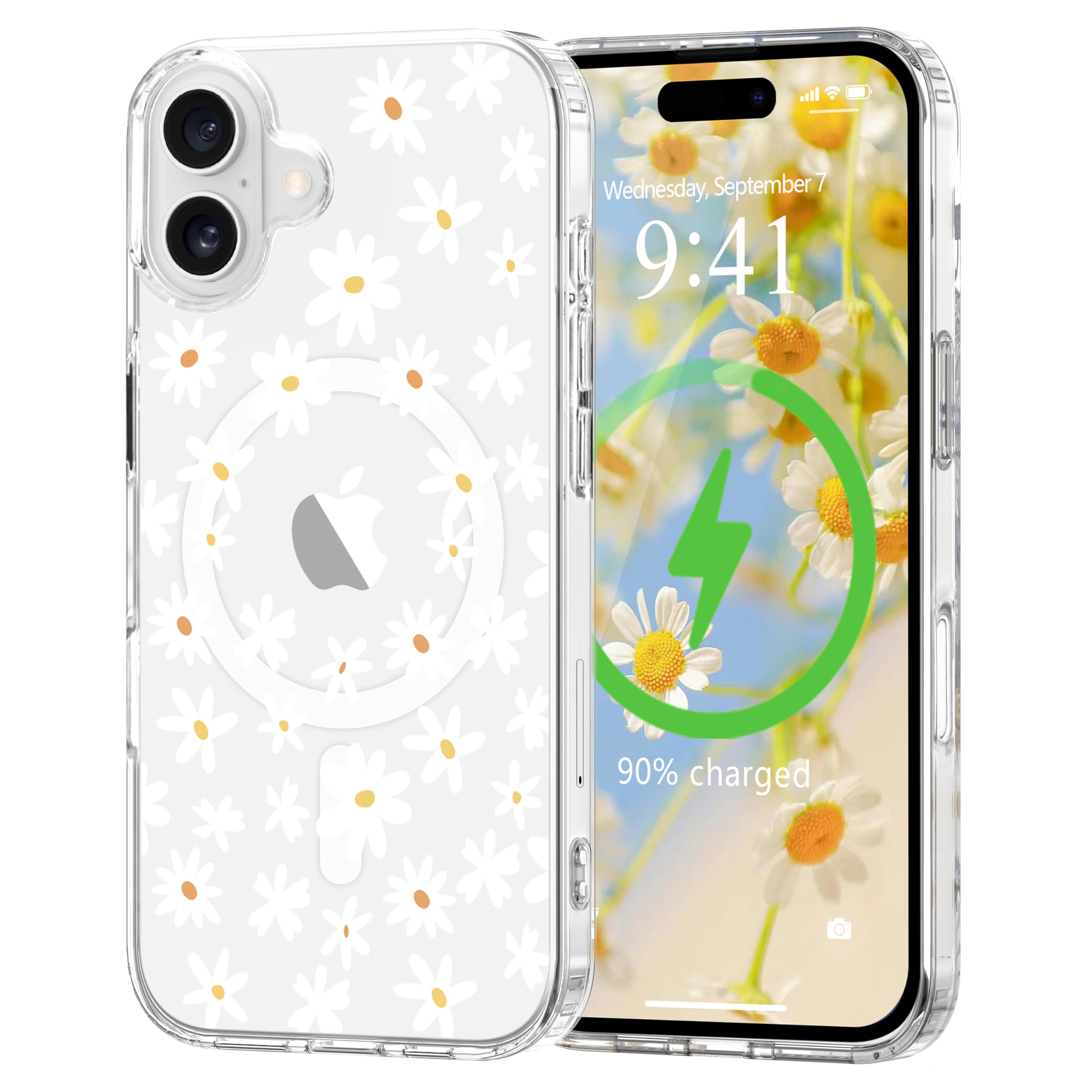 L-FADNUT for iPhone 17 Case [Compatible with Magsafe], Cute Flower Girls Women Clear Cover Silicone Shockproof Protective Cover 