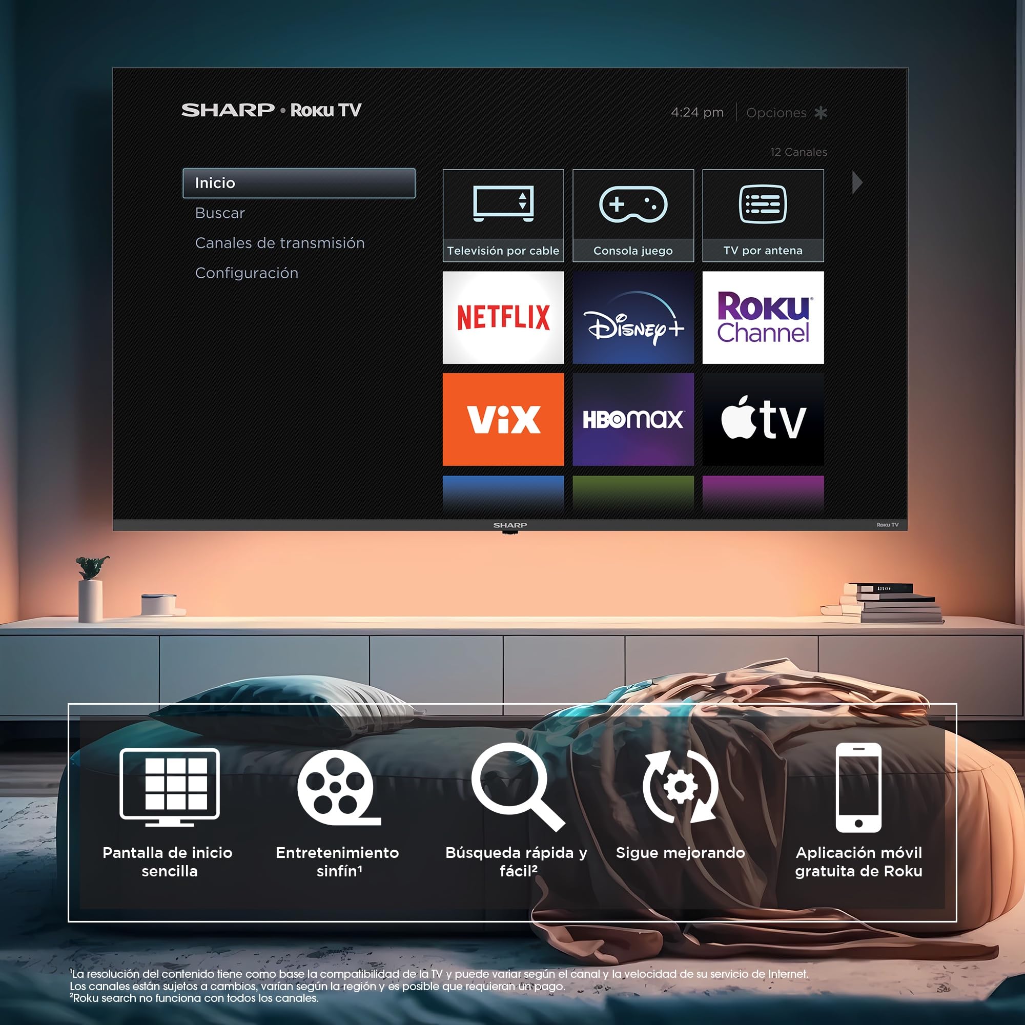 Sharp Roku Tv 4K Ultra Hd With Hdr10 (75'')