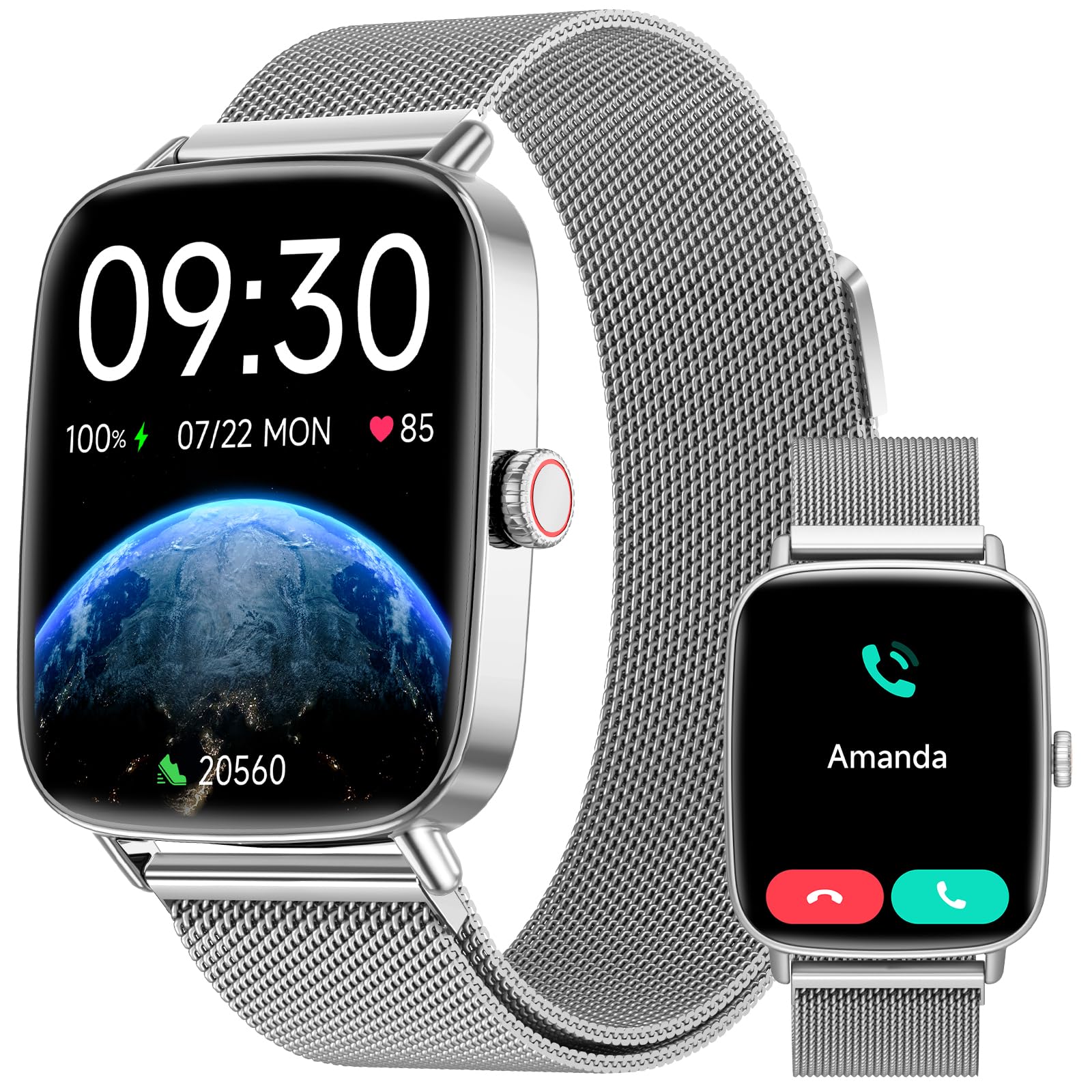 Smart Watch For Women Men, 2025 New Smartwatch (Answer/Make Call) For Iphone/Android, 1.85 '' Hd Dynamic Dial Fitness Tracker Wi