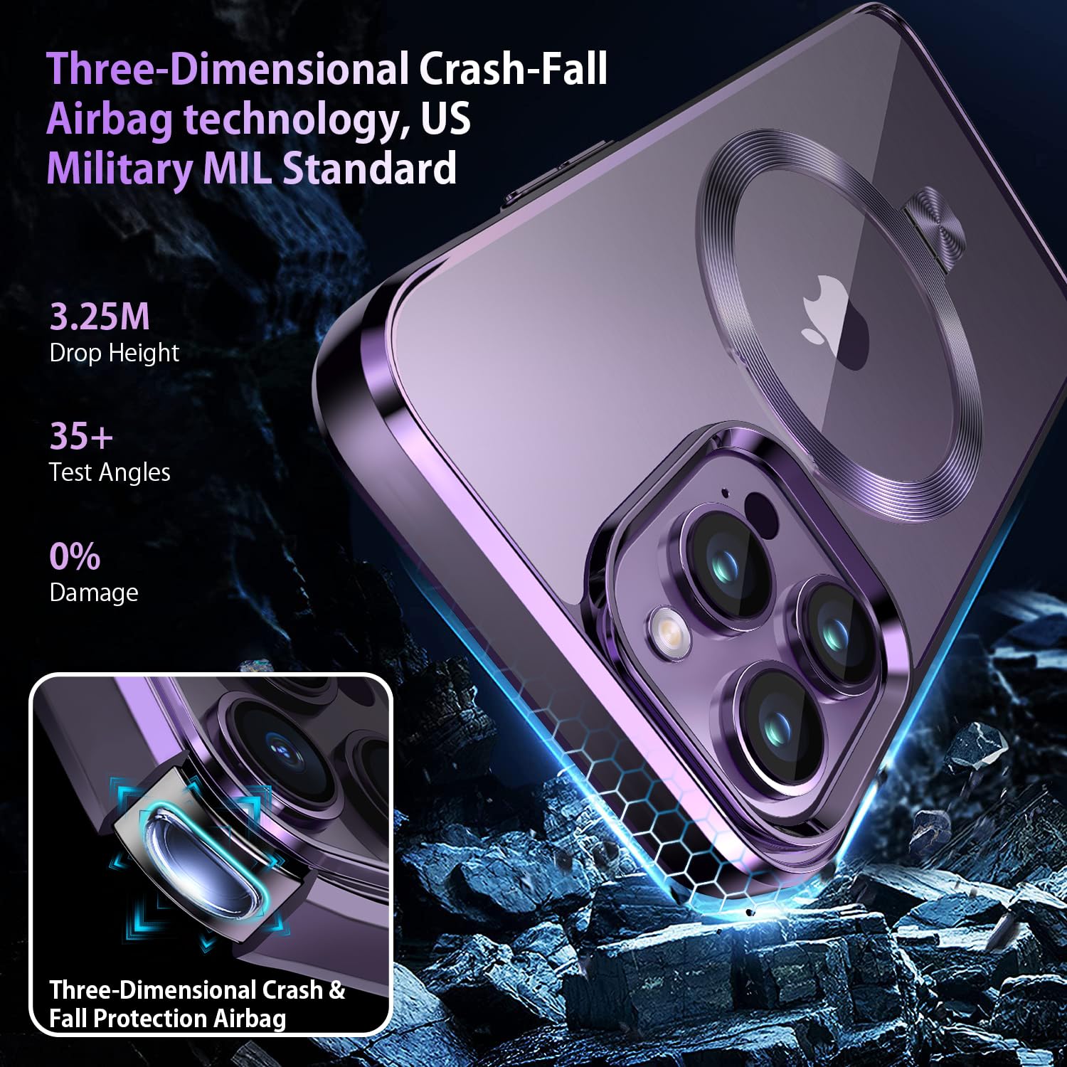 Tlikemiss [Cd Ring Compatible With Magsafe Invisible Stand] Magnetic For Iphone 14 Pro Case, [Electroplated Bumper Non Yellowing