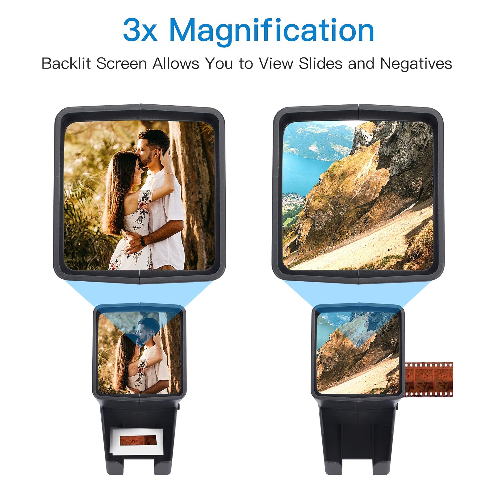 35Mm Slide And Film Viewer, Negative Viewer, Desk Top Led Lighted Illuminated Viewing, 3X Magnification, Usb Powered