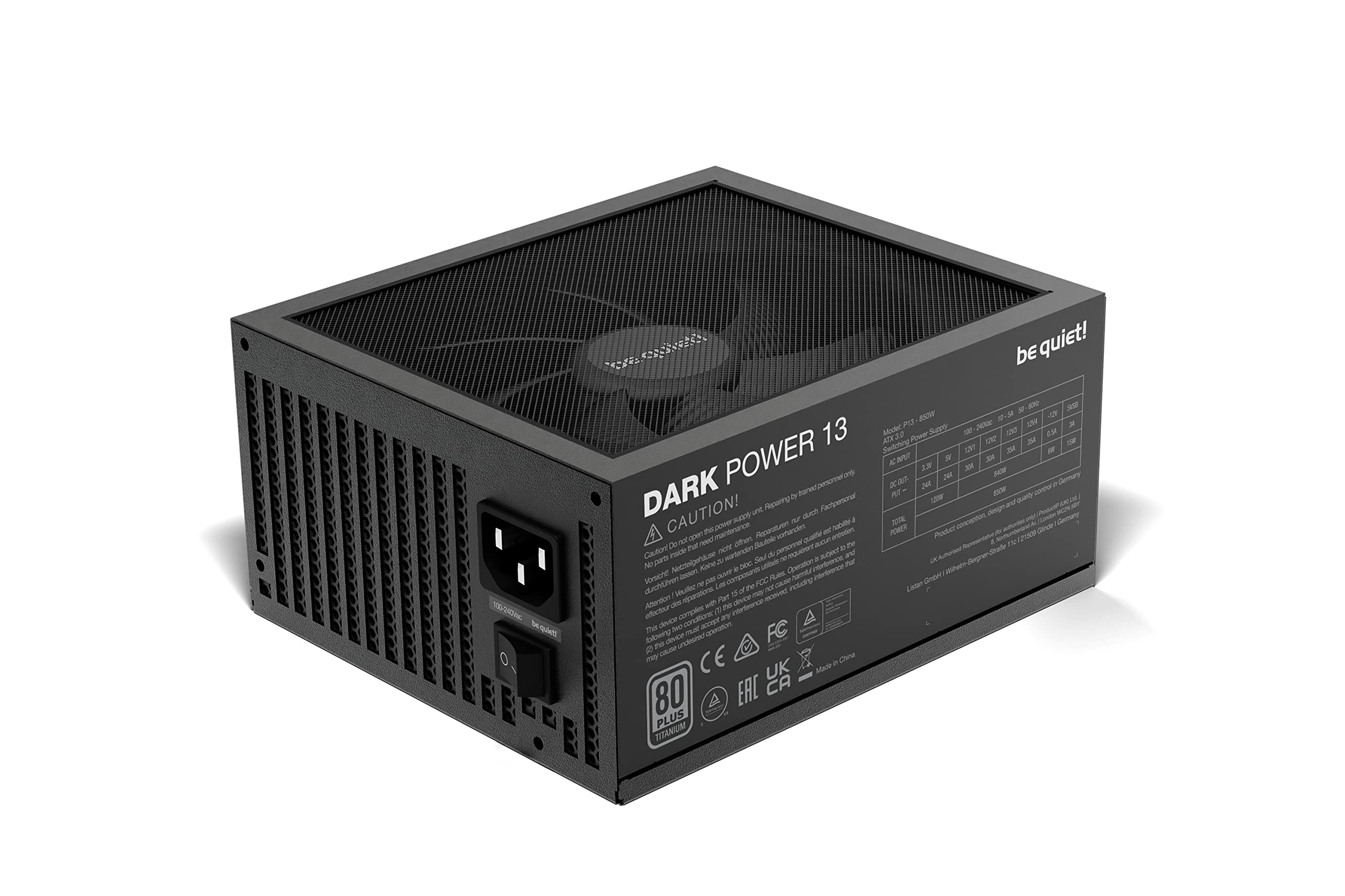 Be Quiet! Dark Power 13 850W Quiet Performance Power Supply | 80 Plus Titanium Efficiency | Atx 3.0 | Pcie 5 | Modular | Bn660