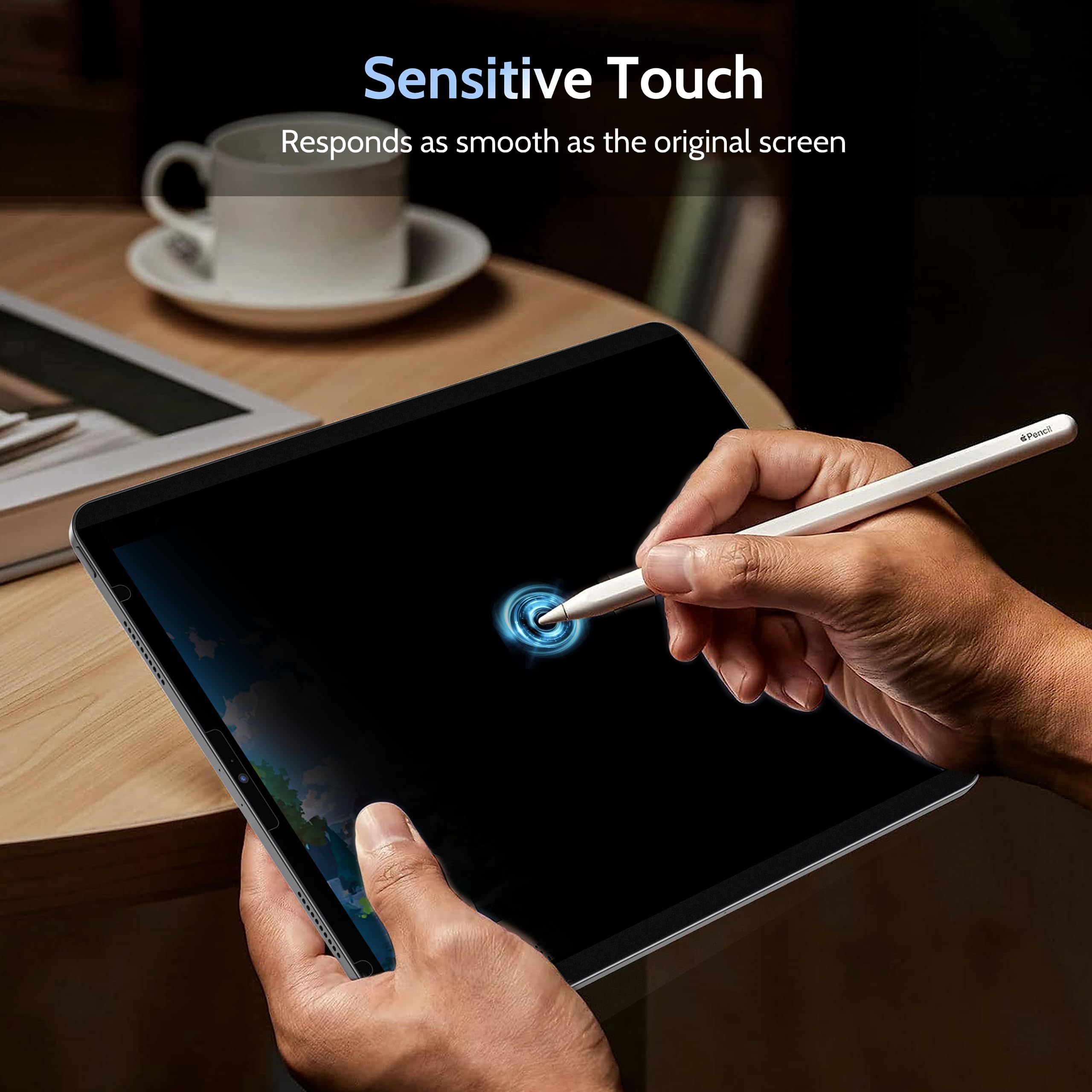 Peslv 4 Way Magnetic Privacy Screen Protector For Ipad Pro 12.9 Inch 2018 2020 2021 2022, Removable 360 Degree Spy Private Black