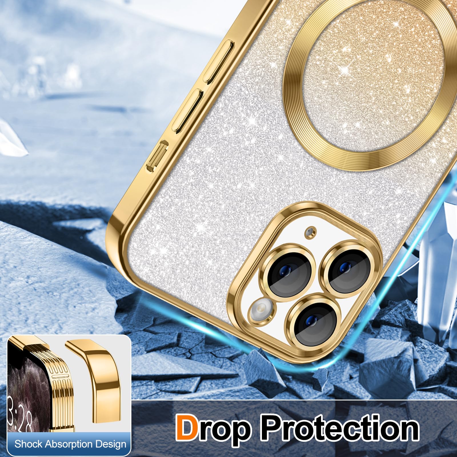 Hython For Iphone 11 Pro Max Case Clear Magnetic Glitter Phone Cases [Compatible With Magsafe] Full Camera Lens Protector Slim G