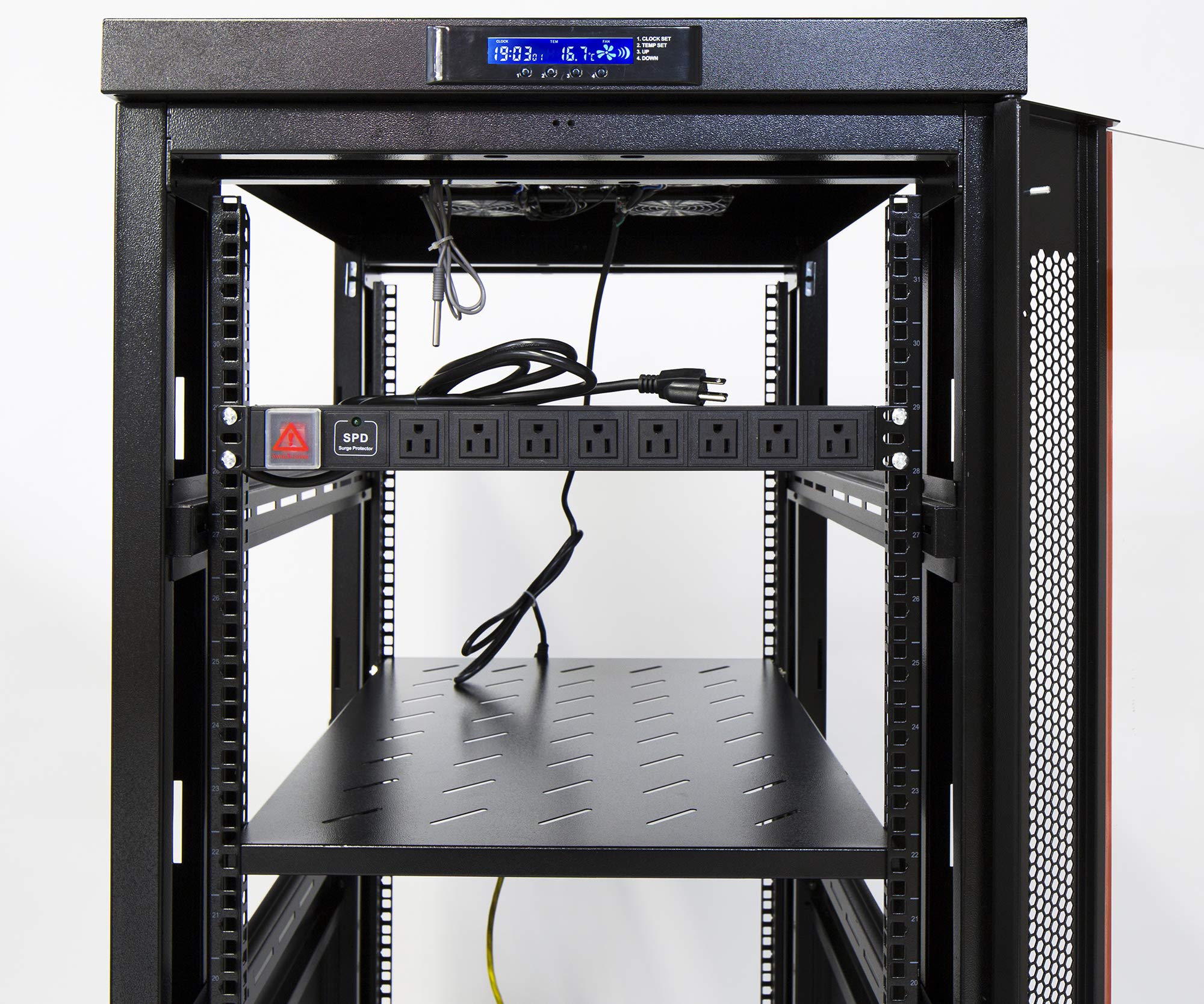 Server Rack   39 Inch Deep   Server Cabinet   On Wheels   Locking Network Cabinet   Networking Enclosure   Lockable Rack Mount   Pdu   Lcd Screen   Thermostat   4 X Fans (42U (24' W X 39' D X 84' H))