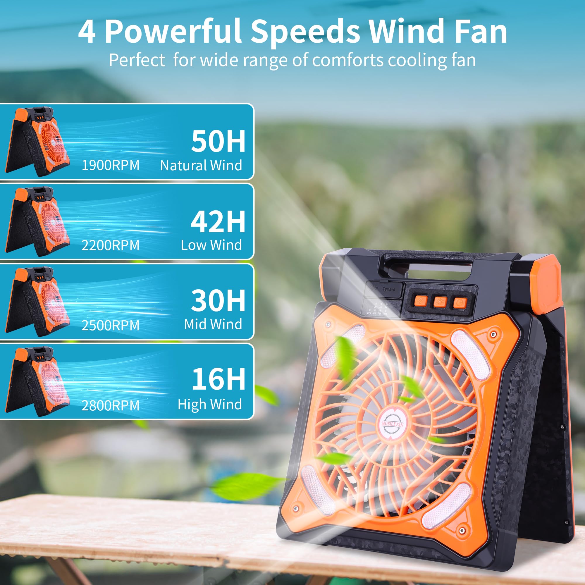 Westtree Solar Fan Battery Powered Rechargeable Solar Camping Fan With Led Lantern Power Bank Foldable Angle Usb Personal Fans F
