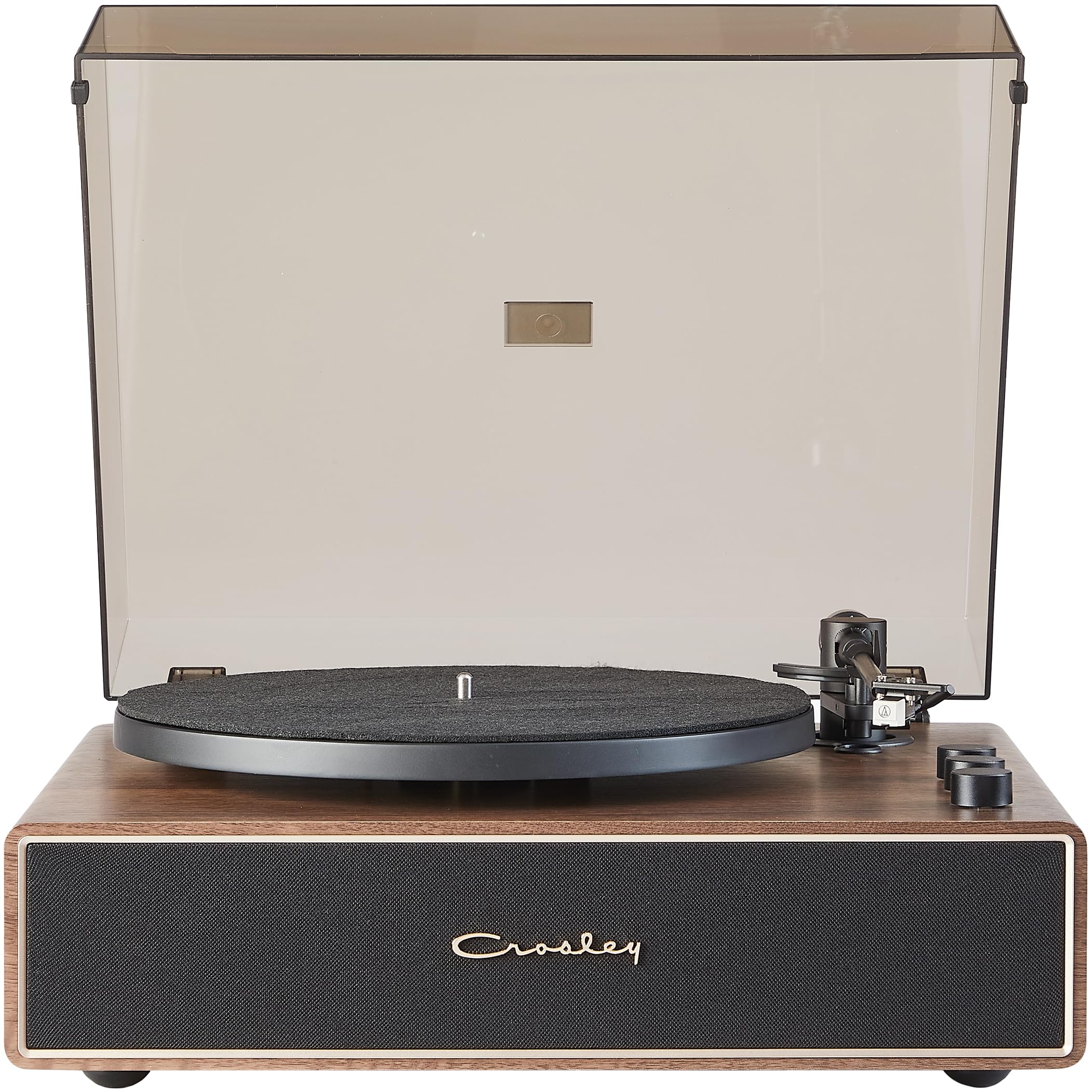 Crosley CR6046A-WAGL Stave 2-Speed Bluetooth Record Player Turntable with Built-in Speakers, Walnut