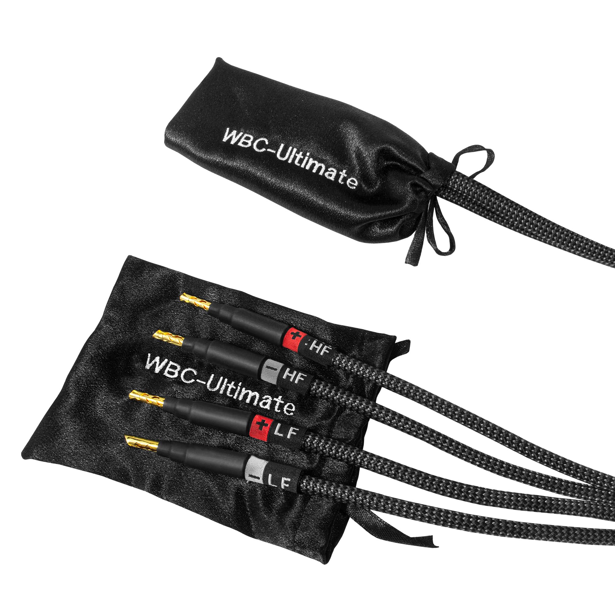 Worlds Best Cables 8 Foot Ultimate   9 Awg   Ultra Pure Ofc   Premium Audiophile Hifi Bi Wire Speaker Cable Pair With Eminence Gold Banana Plugs & Carbon Tweed Jacket