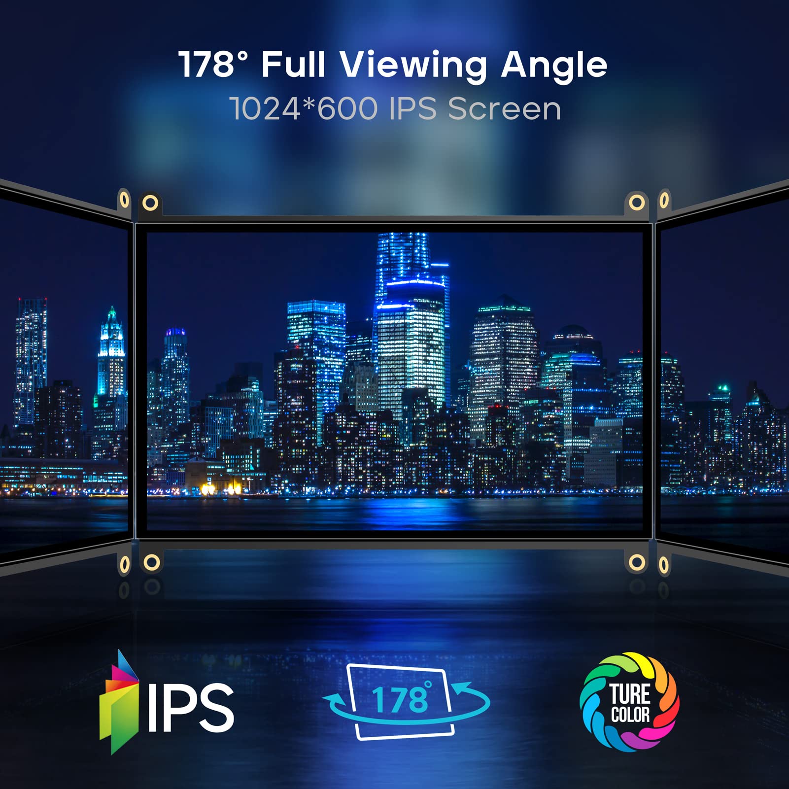 Roadom Raspberry Pi Screen, 10.1 Touchscreen Monitor, Ips Fhd 1024  600,Responsive And Smooth Touch,Dual Built-In Speakers,Hdmi