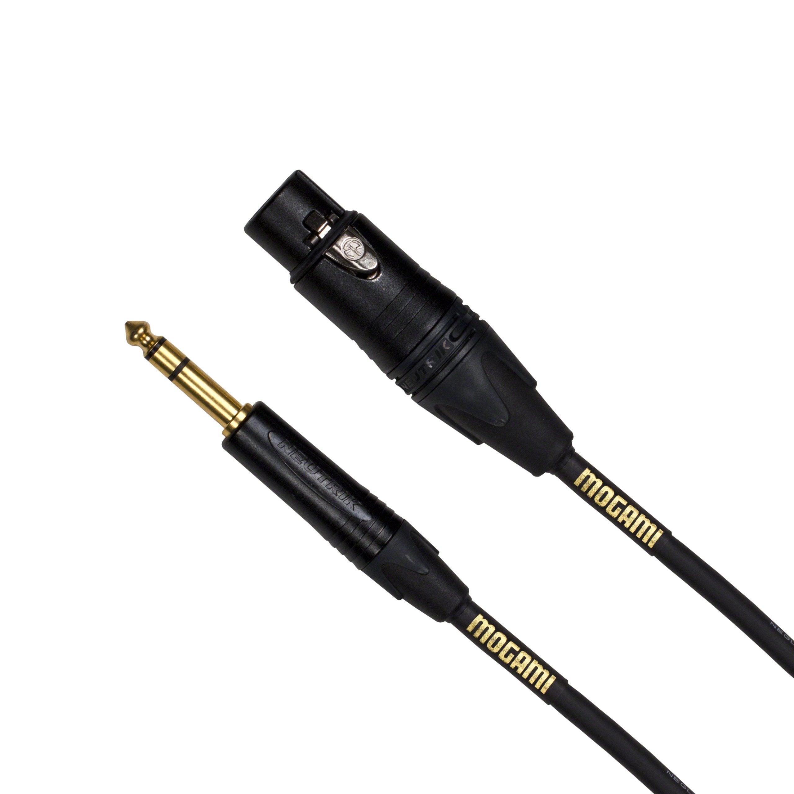 Mogami Gold Trs Xlrf 15 Balanced Audio Adapter Cable, Xlr Female To 1/4'' Trs Male Plug, Gold Contacts, Straight Connectors, 15