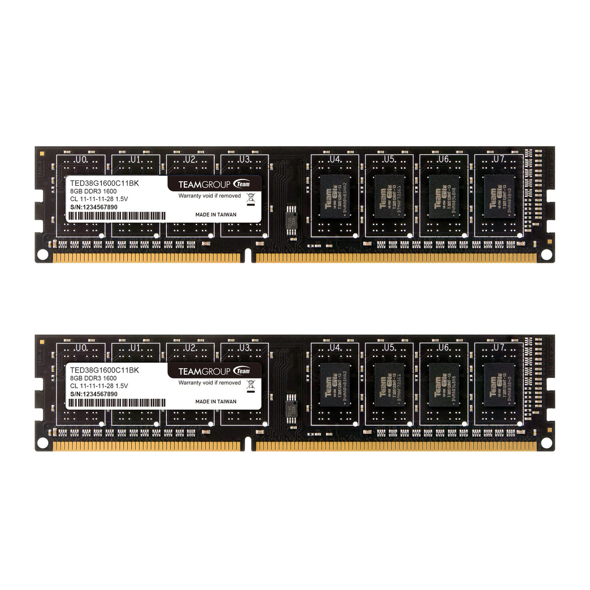 Teamgroup Elite Ddr3 16Gb Kit (2X8Gb) 1600Mhz (Pc3 12800) Cl11 Unbuffered Non Ecc 1.5V Udimm 240 Pin Pc Computer Desktop Memory 